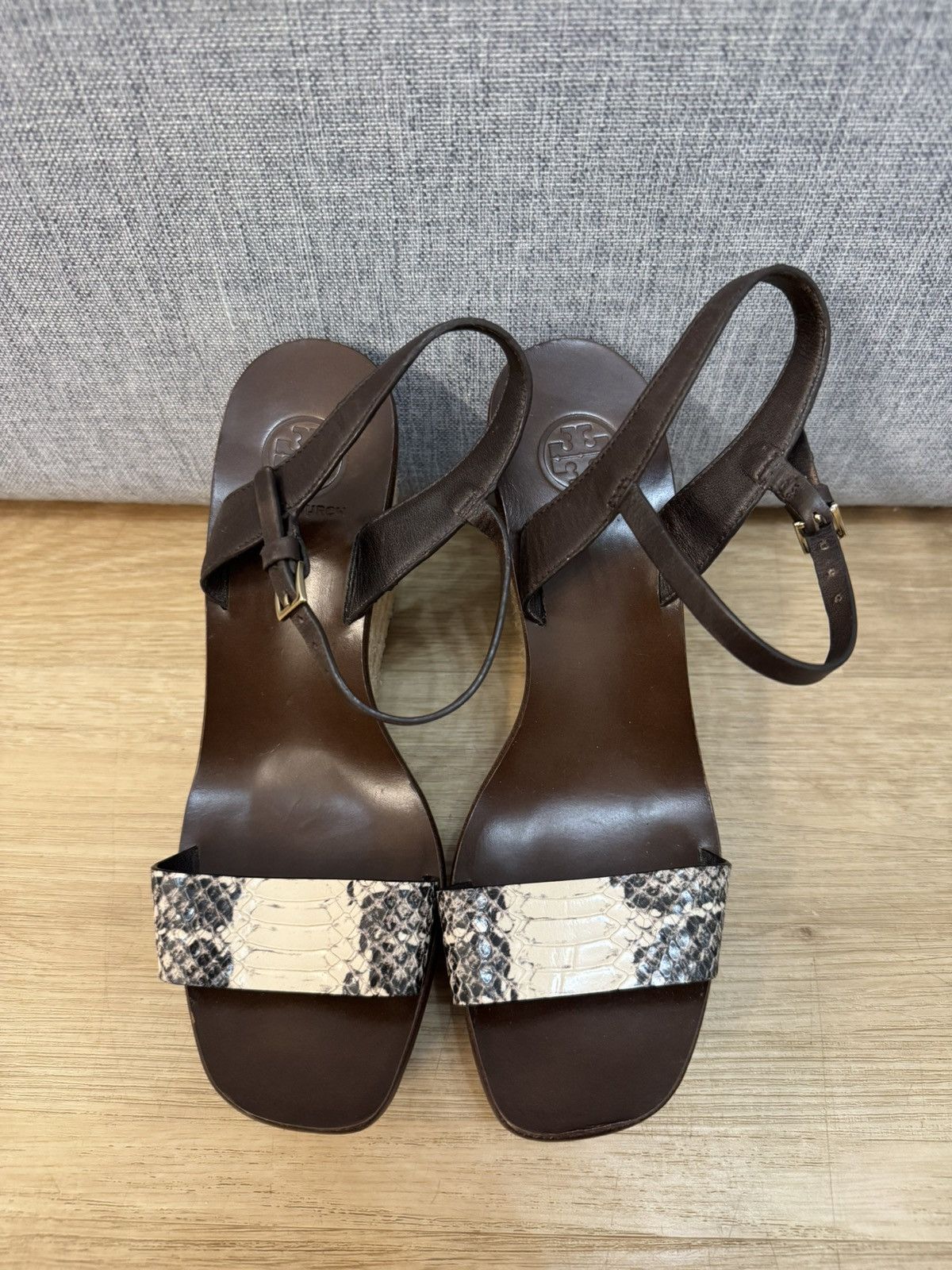 Tory Burch Tory Burch Python Leather Espadrille Wedge Ankle Strap 37 Size US 7 / IT 37 - 4 Thumbnail