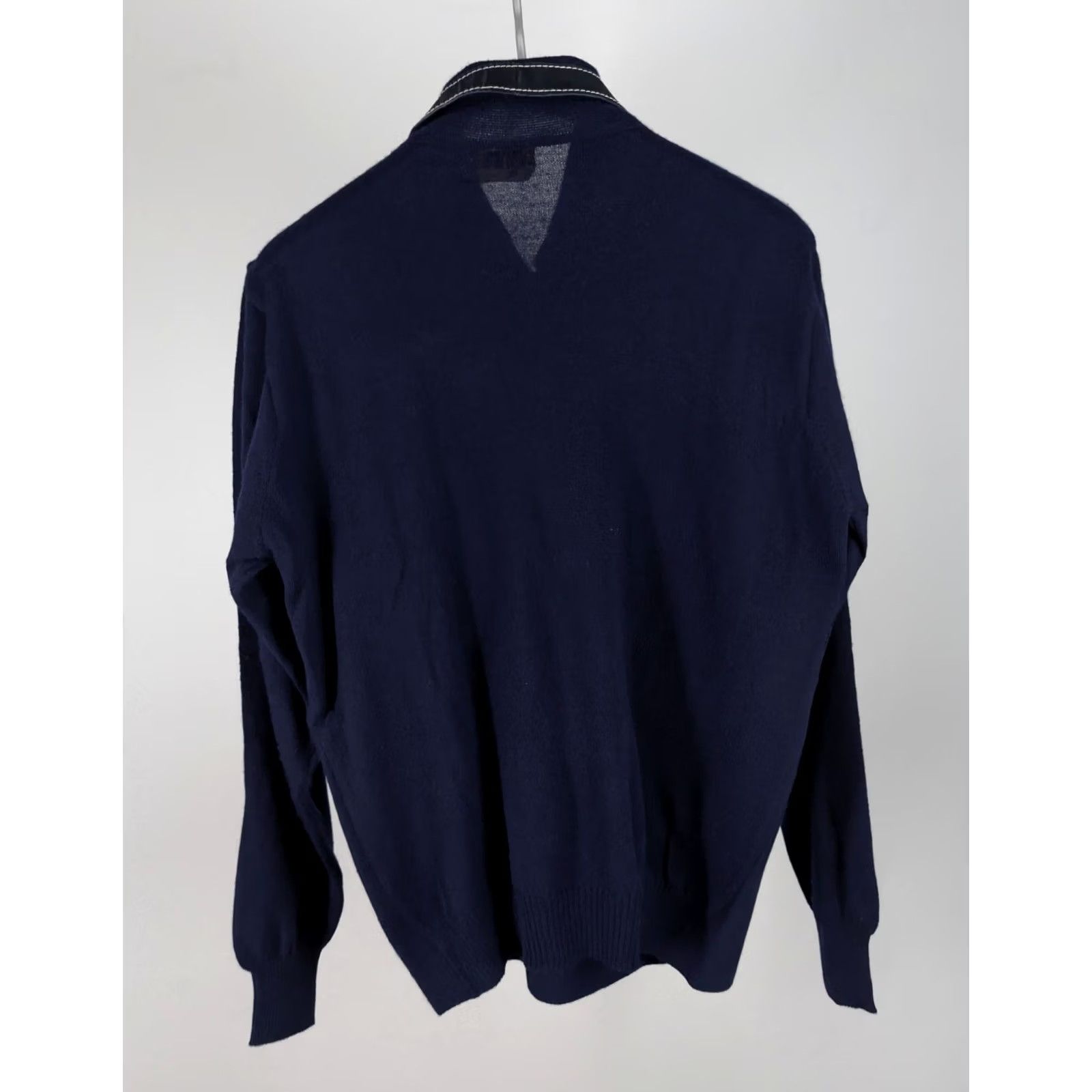 Vintage VINTAGE Opus Sweater Navy Quarter Zip Knit Suede Wool Italian 70s Mod Disco Vintage Men L Long Sleeve Size L XS? Size US L / EU 52-54 / 3 - 3 Thumbnail