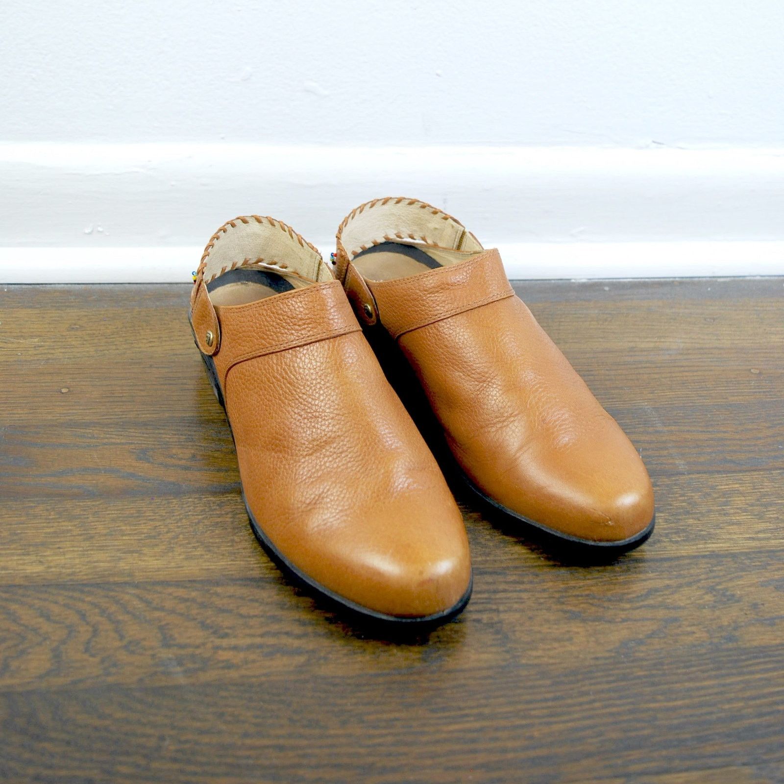 Ariat Ariat Brown Leather Beaded Closed Toe Sling Back Clogs Mules Size US 9 / IT 39 - 2 Thumbnail