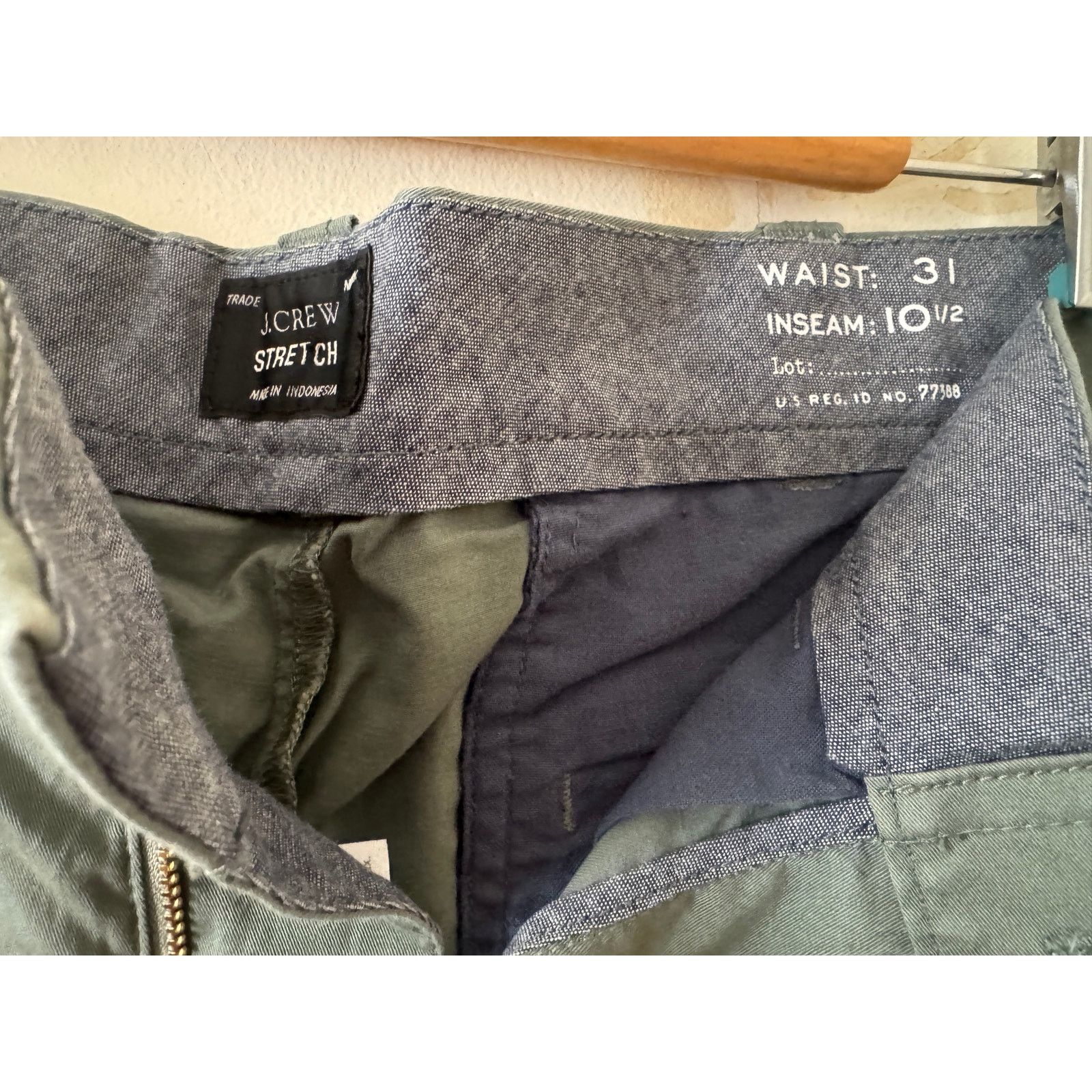 J.Crew Mens Size 31 J.Crew Stretch Army Green Shorts 31" x 10.5" Size US 31 - 2 Thumbnail