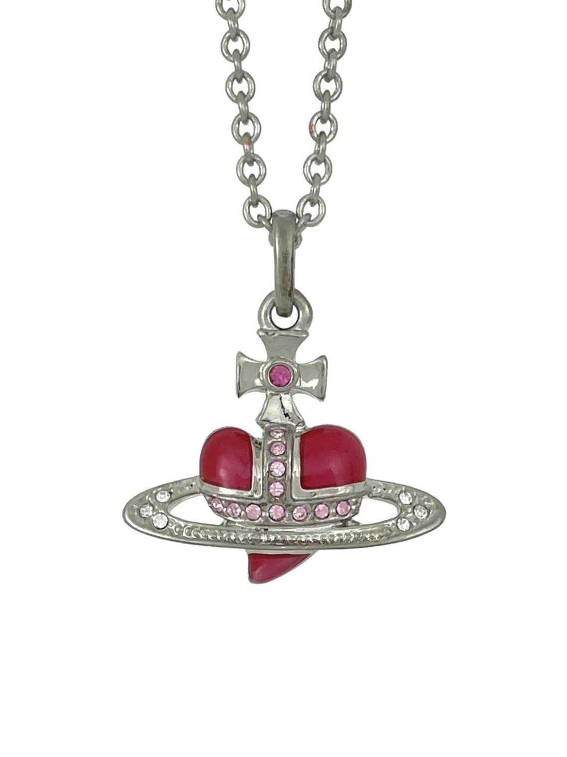 Pre-owned Vivienne Westwood Crystal Heart Orb Necklace In Pink