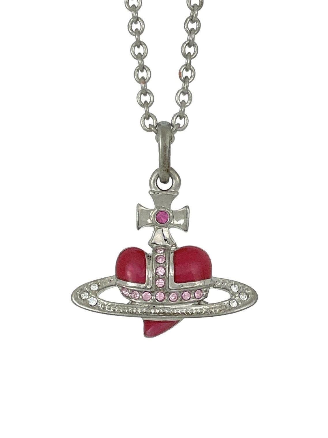 image of Vivienne Westwood Crystal Heart Orb Necklace in Pink, Men's