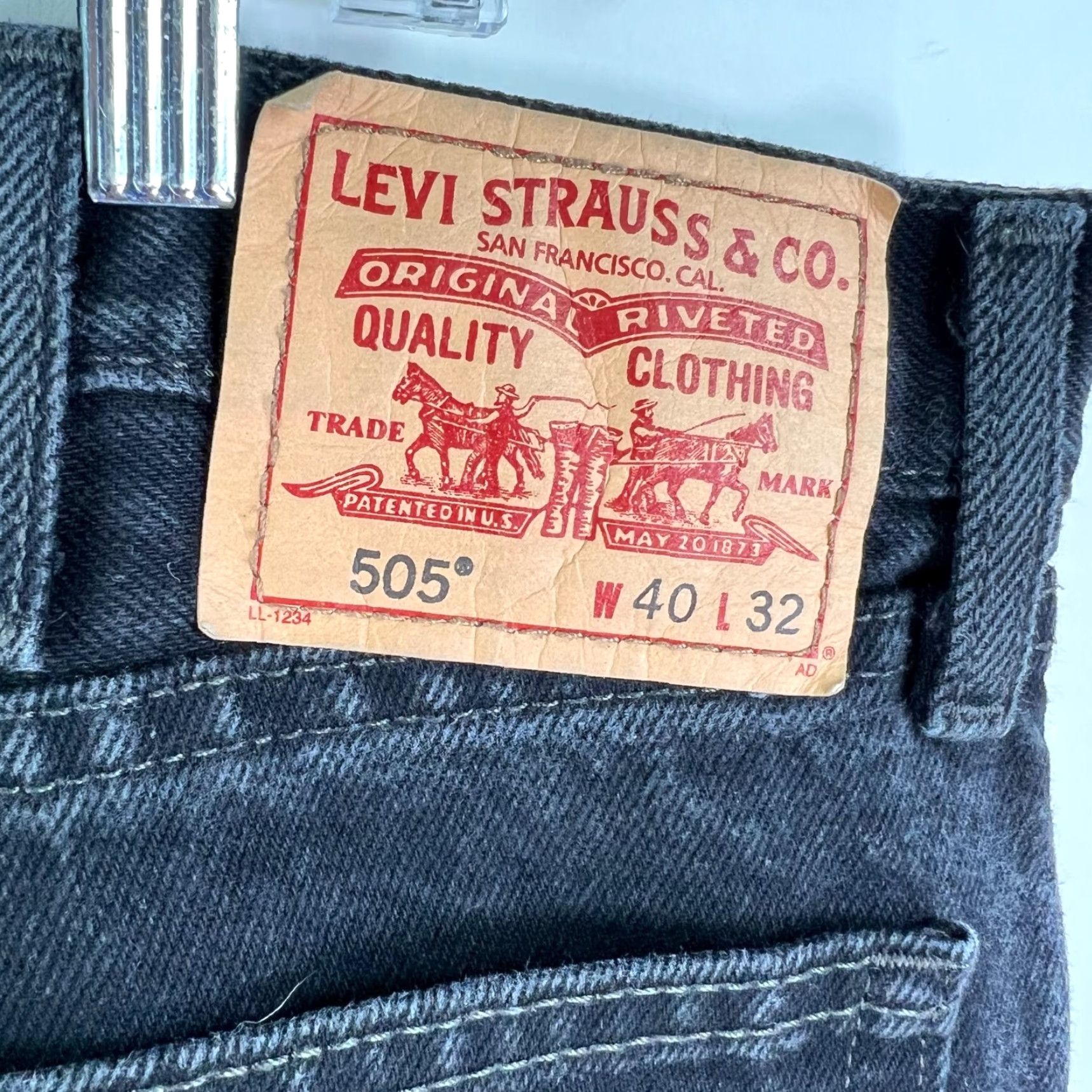 Levi's Levi's 505 Straight Fit Denim Jeans Mens Size 40 Black 40X32 - Levi's - Jeans - Regular - 5-Pocket Design - Dark Wash - USA Theme - 90s - Mens Size US 40 / EU 56 - 5 Thumbnail