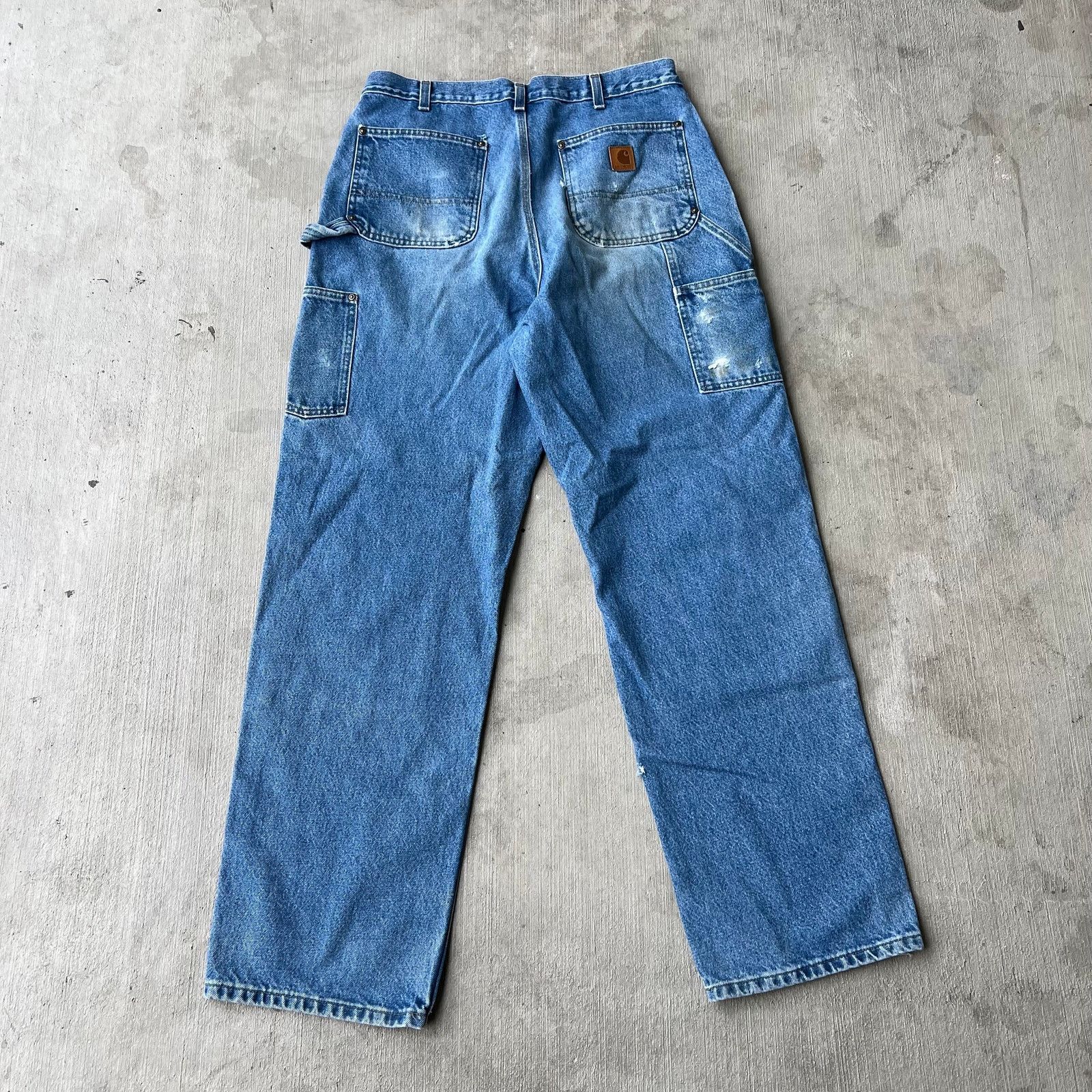 Carhartt × Vintage Carhartt blue denim jeans double knee work carpenter pants Size US 33 - 6 Thumbnail