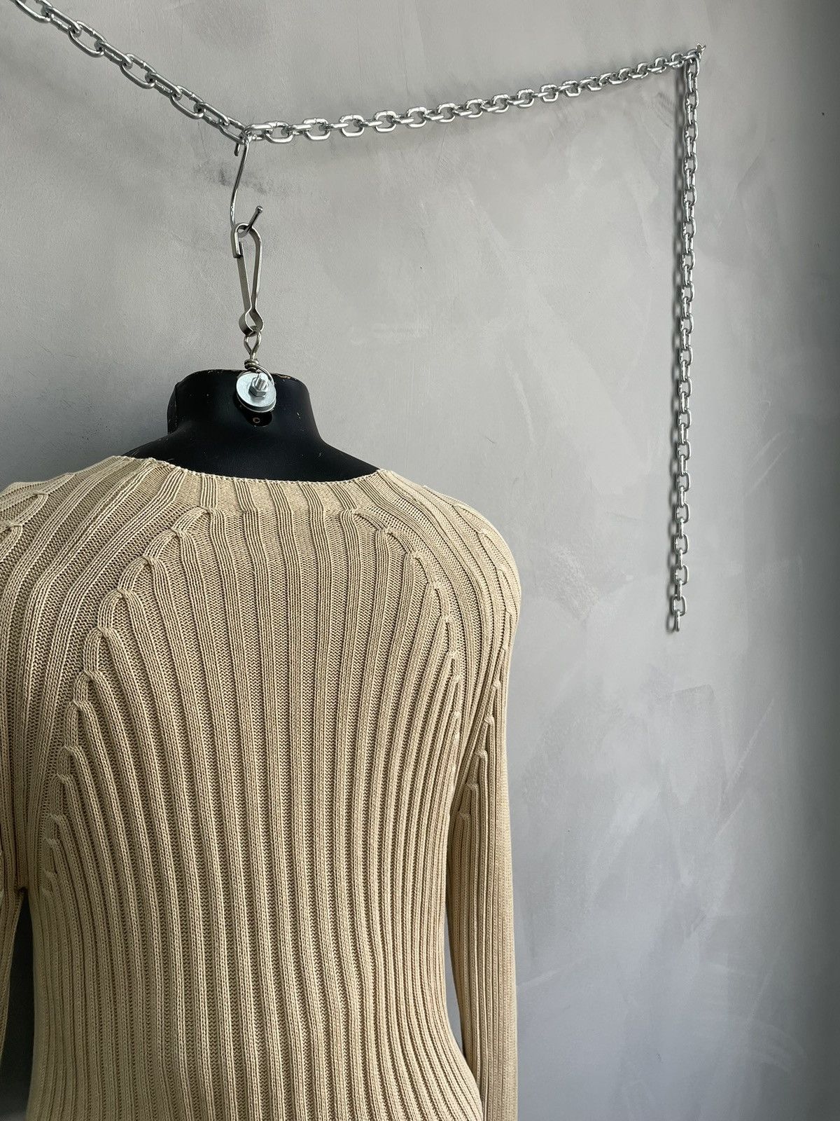 Diesel Diesel style Kapital Beige Ribbed Knit Sweater Size L y2k Size US L / EU 52-54 / 3 - 7 Thumbnail