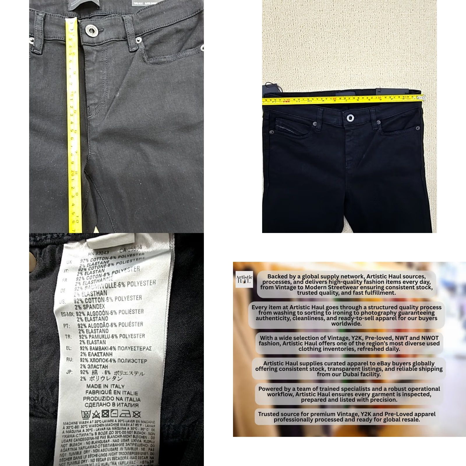 Diesel Black Gold Diesel Black Gold TYPE-16C Black Super Skinny Cropped Jeans Unisex Size US 27 - 8 Thumbnail