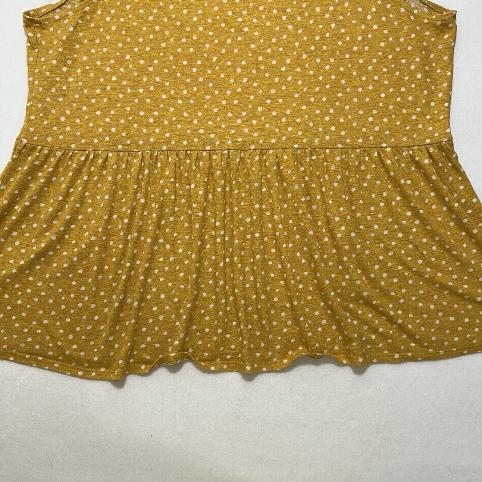 Old Navy Old Navy Women's 3X Yellow White Polka Dot Linen Tank Top Size 3XL / US 20-22 - 12 Thumbnail