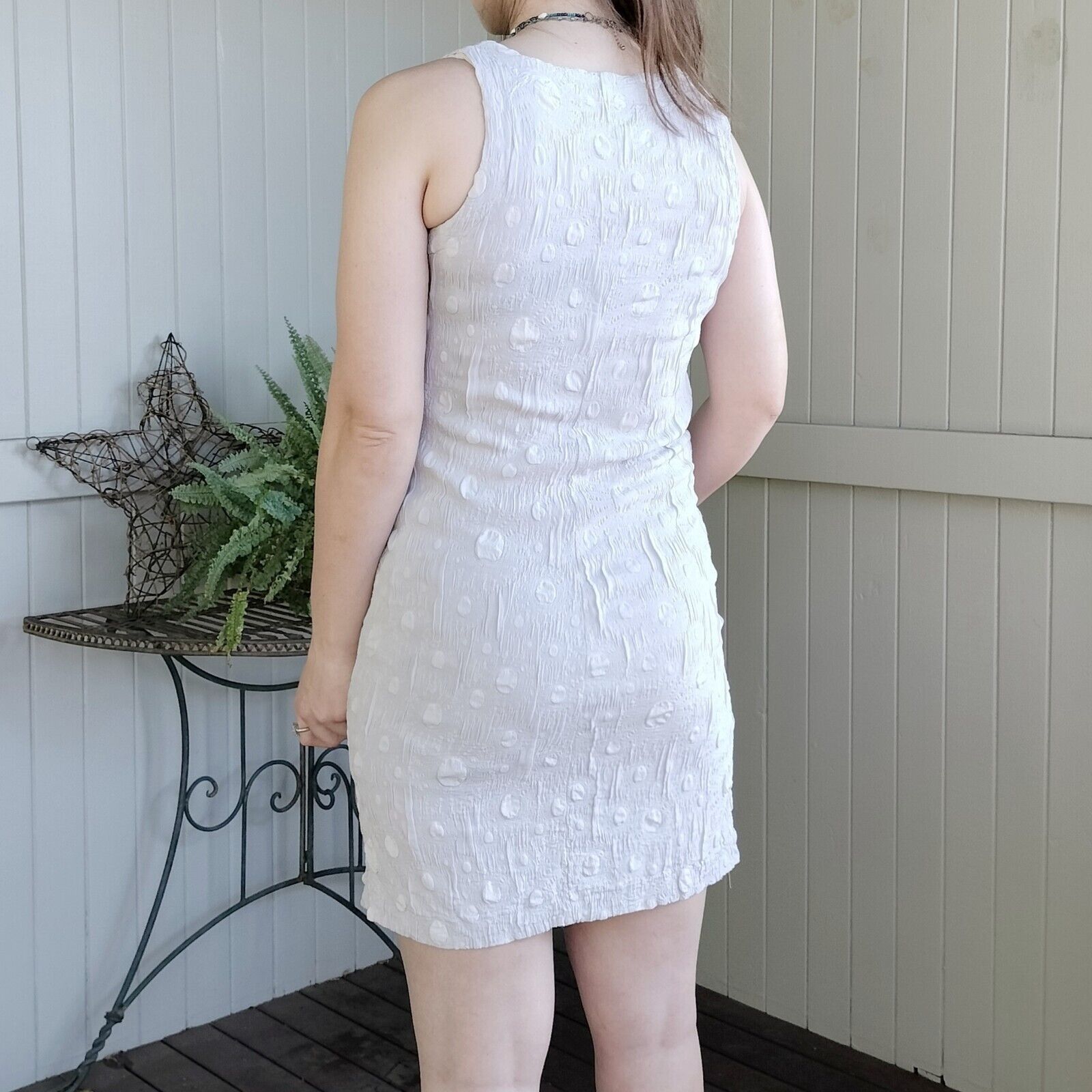 Vintage European Culture Dress Mini Bodycon Polka Dot Crinkle Size S / US 4 / IT 40 - 2 Thumbnail