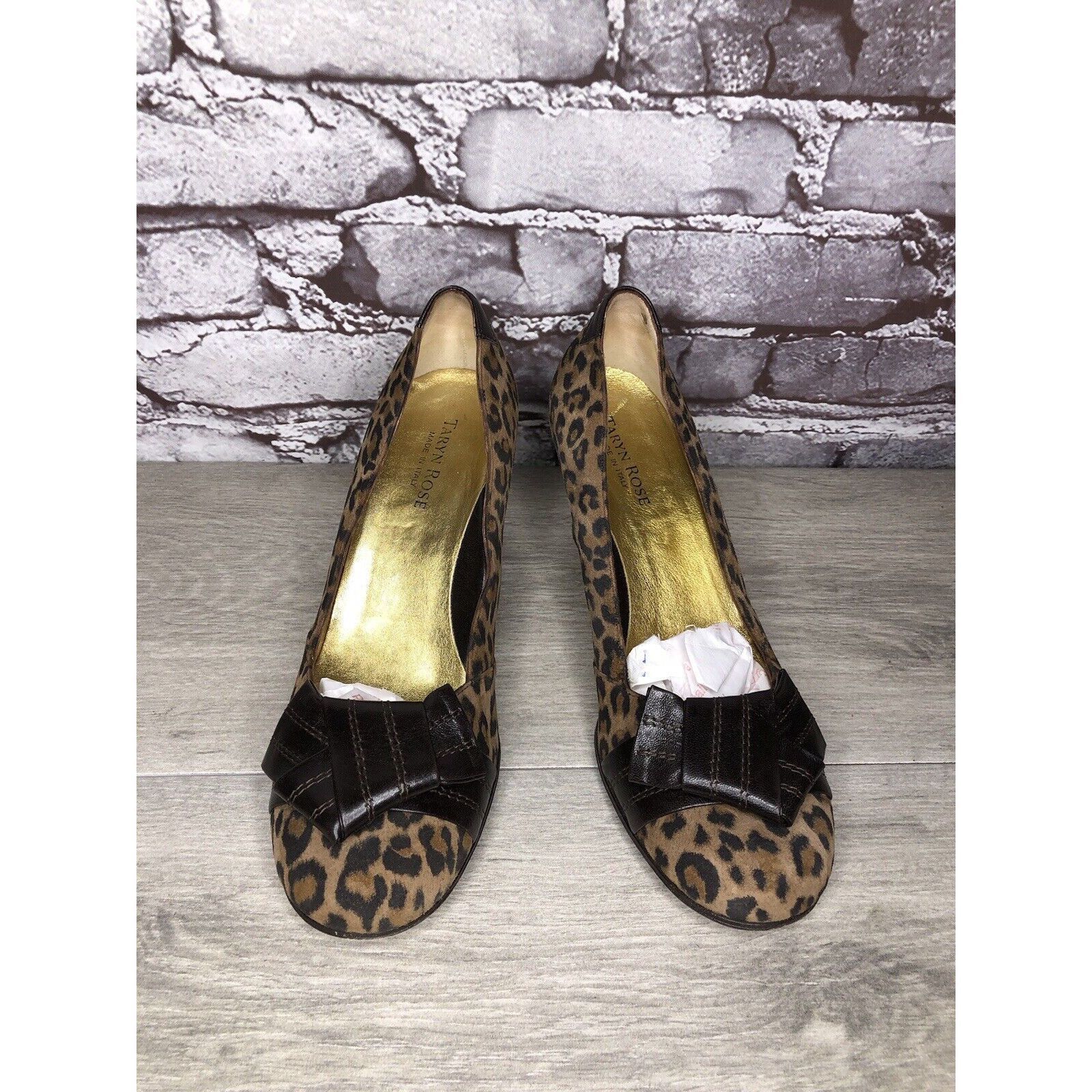 Other Taryn Rose Leopard Print Brown Bow Peep Toe Heels Shoes Wome Size US 9 / IT 39 - 20 Thumbnail
