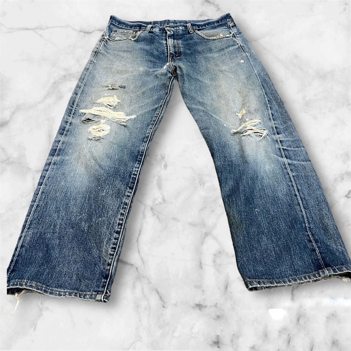 image of Distressed Denim x Levis Vintage Levis 502 Distressed Big E Selvedge Denim in Blue, Men's (Size 33)