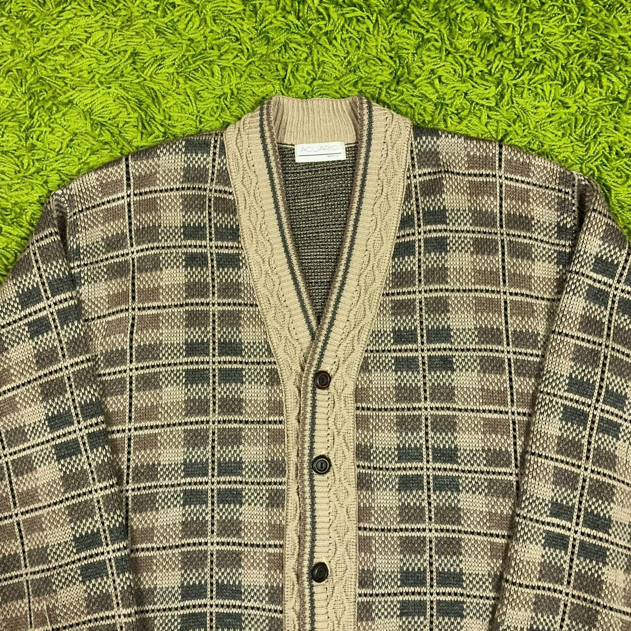 Vintage Vintage Grandpa Core Plaid Pattern Knit Cardigan Sweater Size US L / EU 52-54 / 3 - 2 Thumbnail