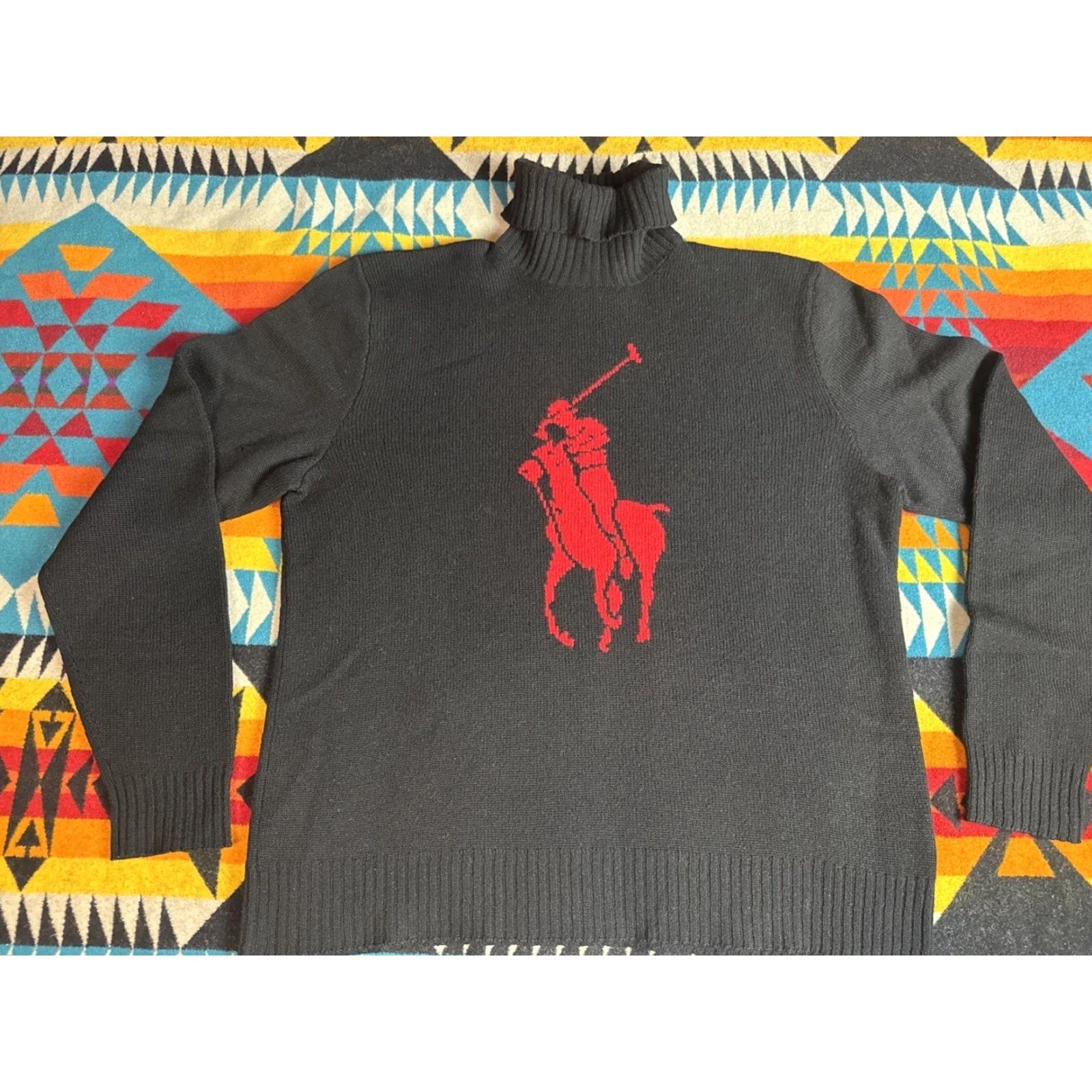 Ralph Lauren VINTAGE Polo Ralph Lauren 100% Cashmere Big Pony Turtle Neck Sweater Sz L 90s Black Mens Pullover Knits? Size US L / EU 52-54 / 3 - 4 Thumbnail