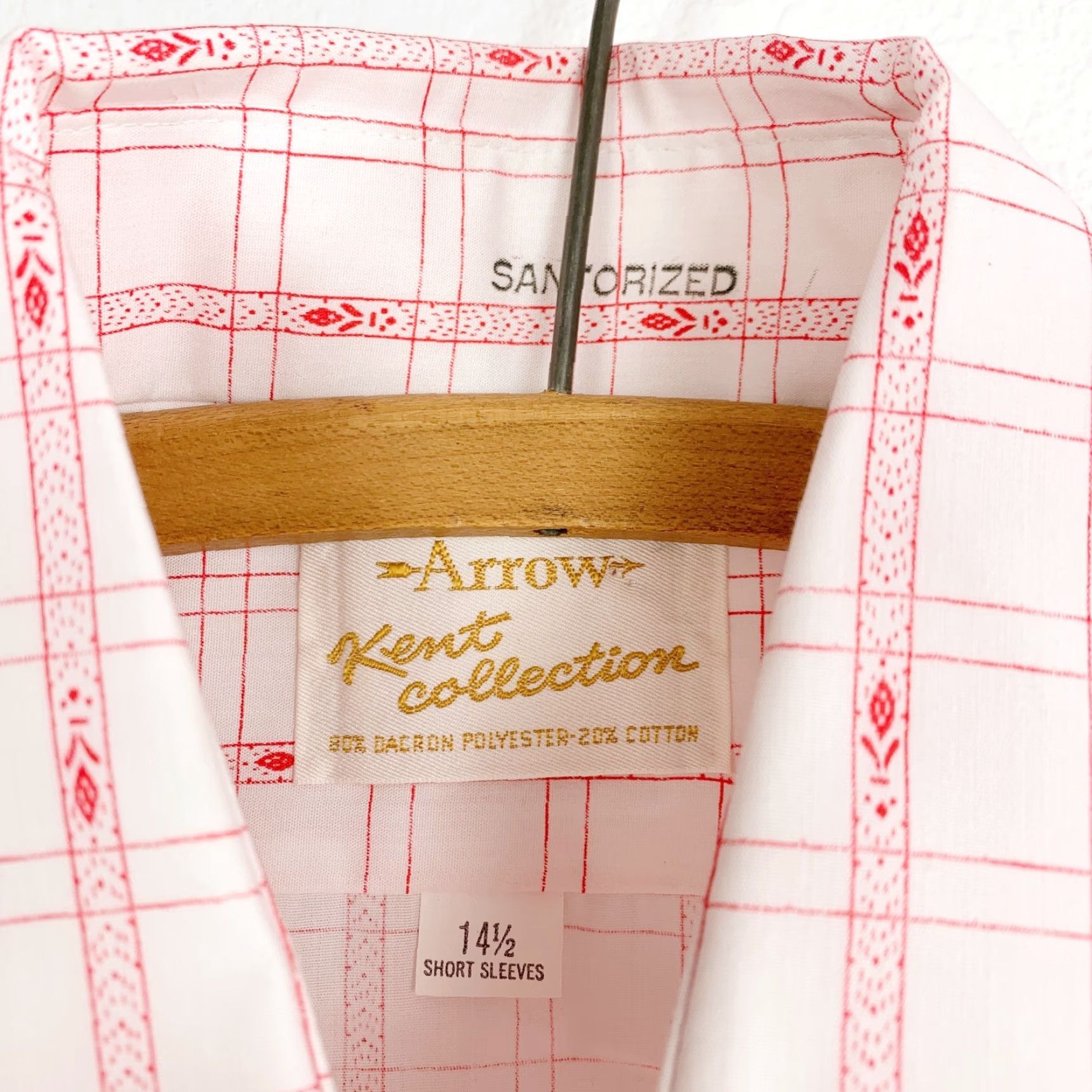 Arrow VINTAGE Arrow Kent Button-Up Shirt Adults 14.5 White Plaid 80/20 Dacron Cotton Burma Cotton Polyester Reg Mens Size US M / EU 48-50 / 2 - 4 Thumbnail