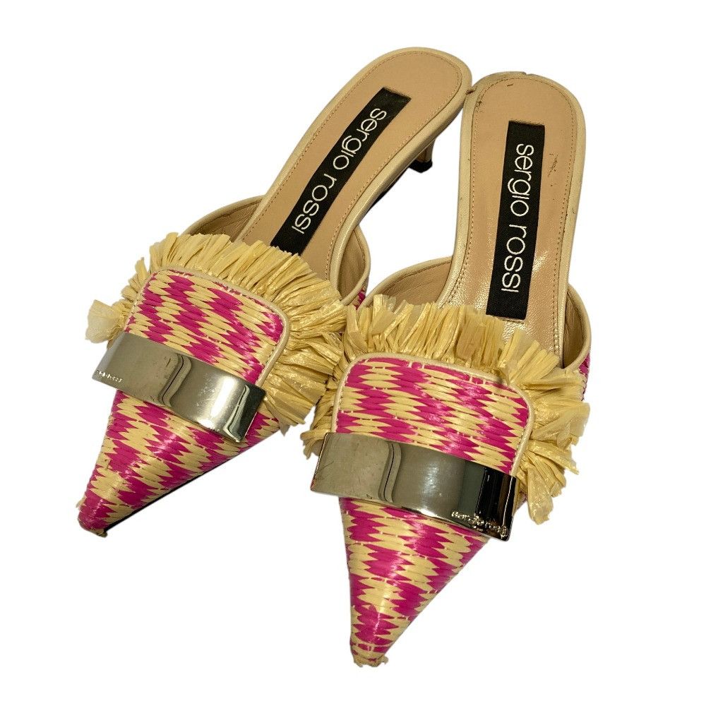 Other Other Sergio Rossi SR1 Raffia Mules Plant-based Shoes DUTY FREE for USA Size ONE SIZE - 1 Thumbnail