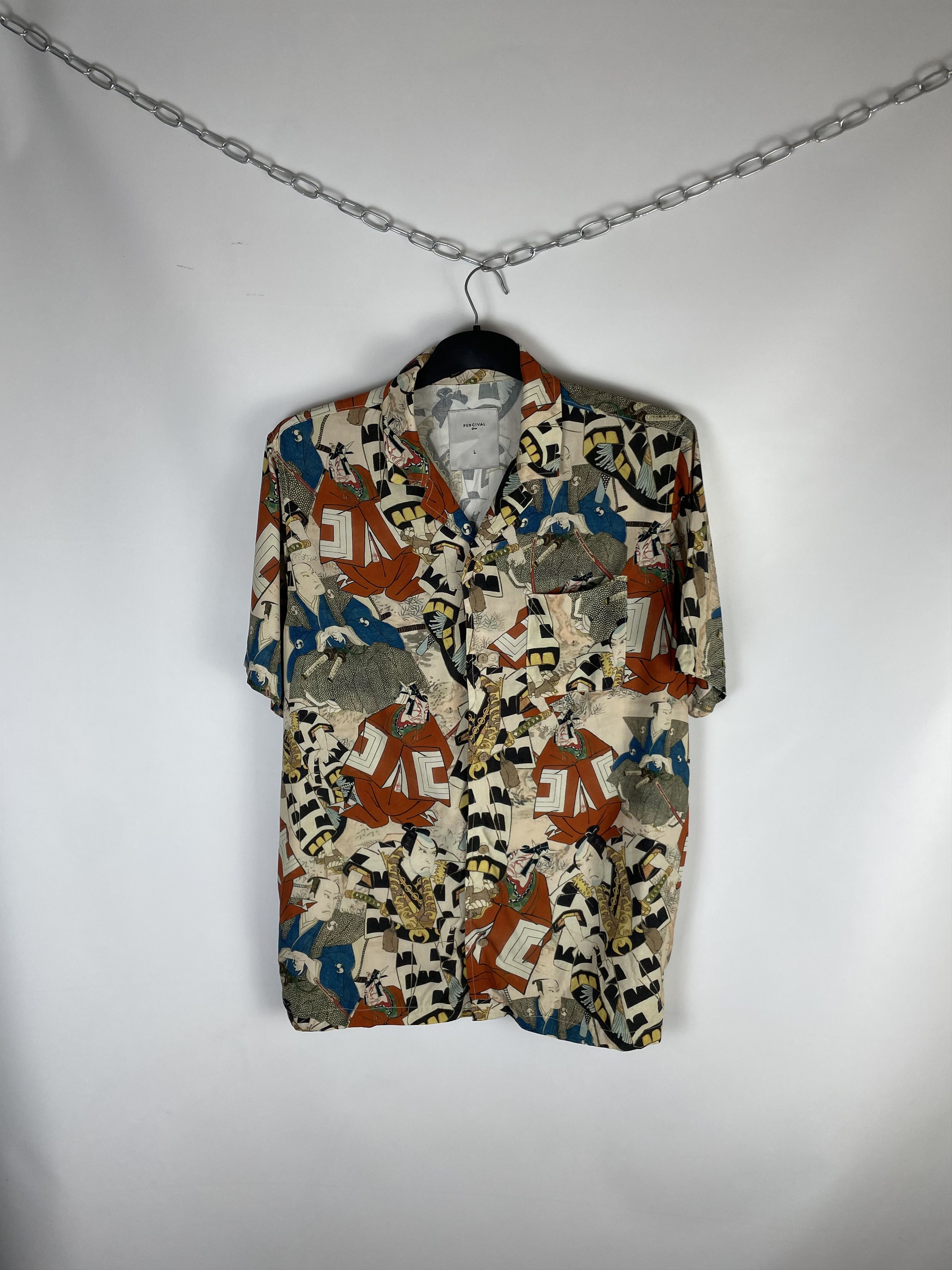 Percival Percival Japan Samurai Print Hawaiian Shirt Size US L / EU 52-54 / 3 - 2 Thumbnail
