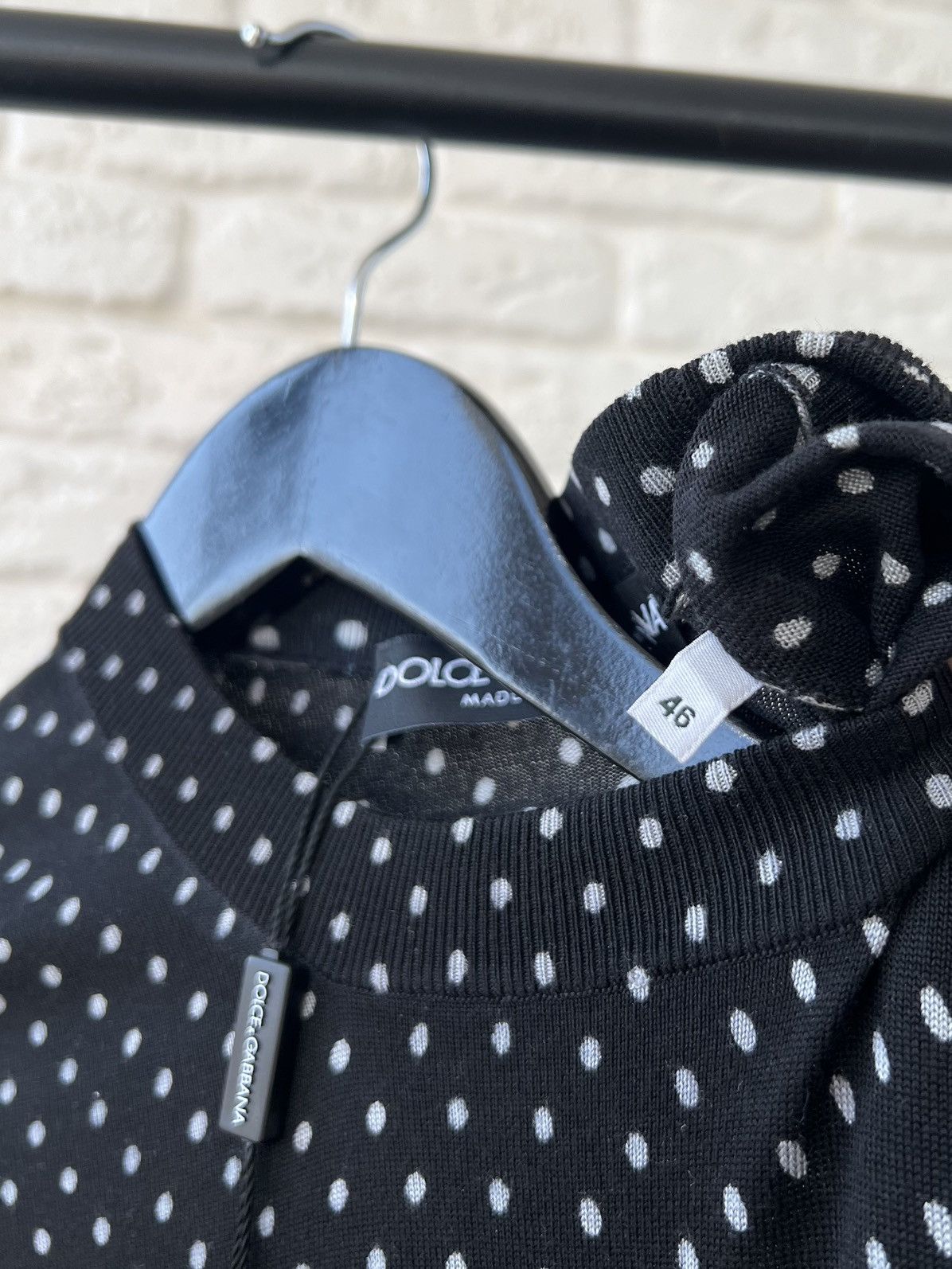 Dolce & Gabbana Dolce&Gabbana Silk Polka Dot Crew Neck Sweater Size US S / EU 44-46 / 1 - 5 Thumbnail