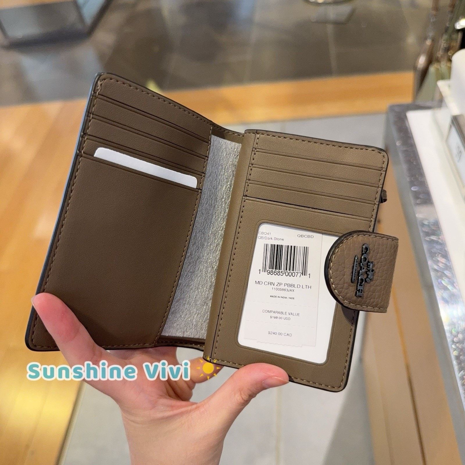 Coach NWT Coach Medium Corner Zip Wallet CBO41 Leather Dark stone Size ONE SIZE - 4 Thumbnail