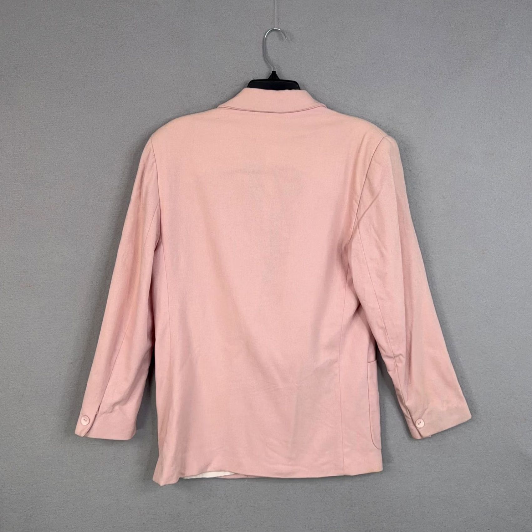 Nordstrom Nordstrom Blazer Womens M Pink Merino Wool Crest Patch One-Button Notch Lapel Long Sleeve Tailored Lined Dressy Business Workwear Size M / US 6-8 / IT 42-44 - 7 Thumbnail