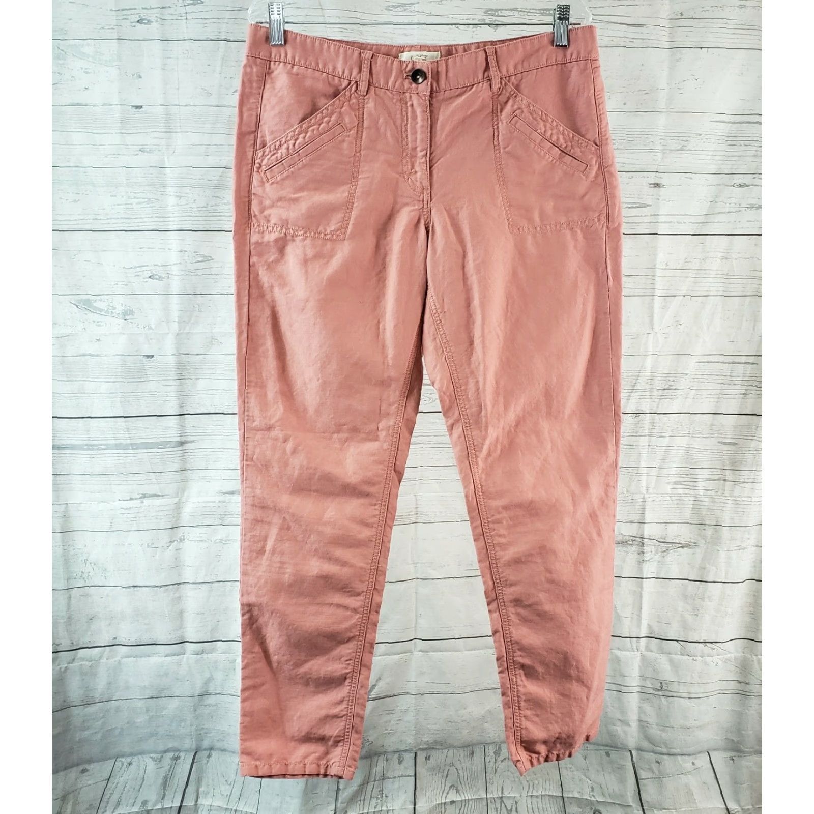 Ann Taylor VINTAGE? NO — Ann Taylor LOFT Womens Pants 8 Pink Linen Blend Tapered Leg Mid Rise Linen Blend Pants 8 Pink Mens Womens Girls? Size 30" / US 8 / IT 44 - 2 Thumbnail