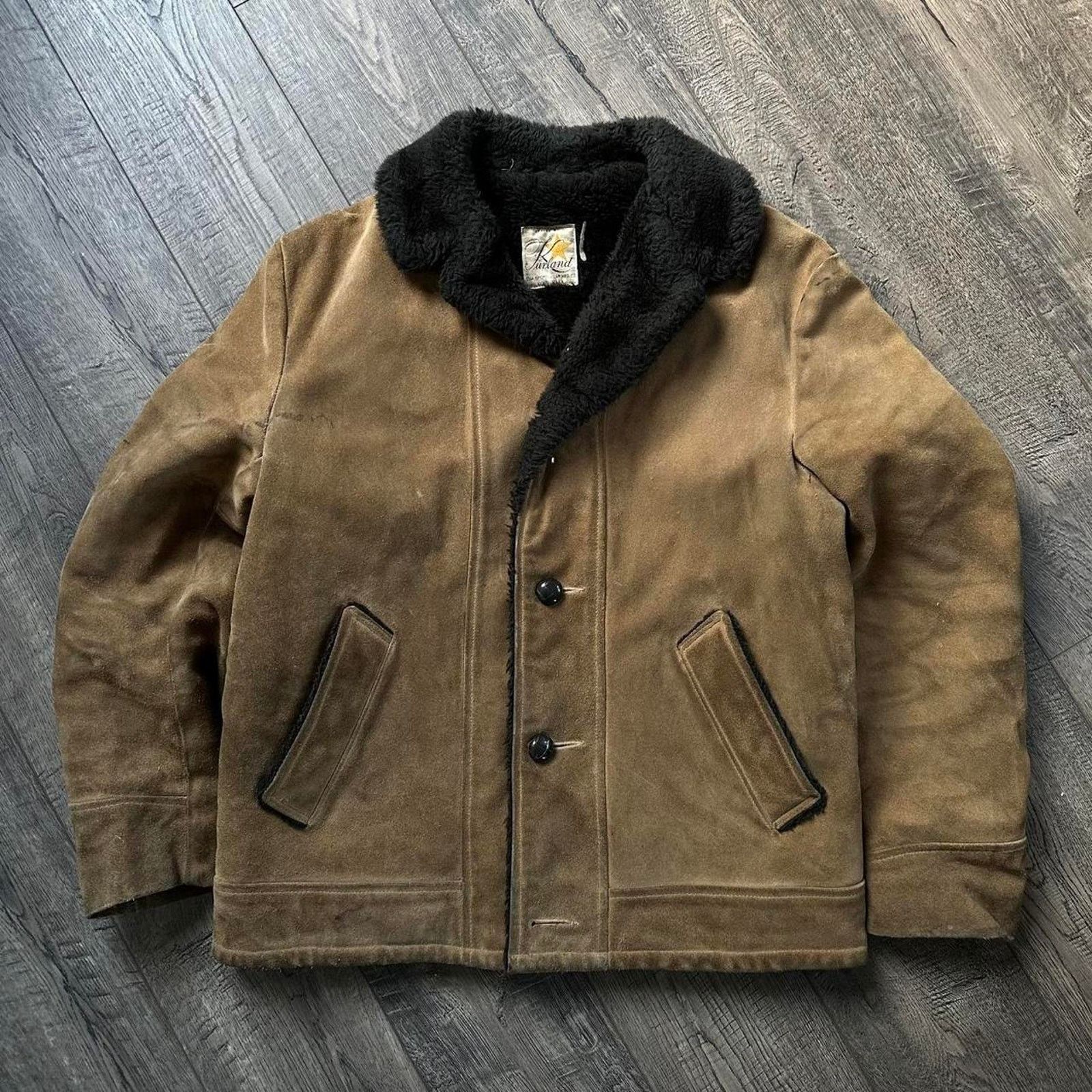 Vintage Vintage 50s Kurland Star Suede Fur Lined Blazer Jacket Coat Size L / US 10 / IT 46 - 3 Thumbnail