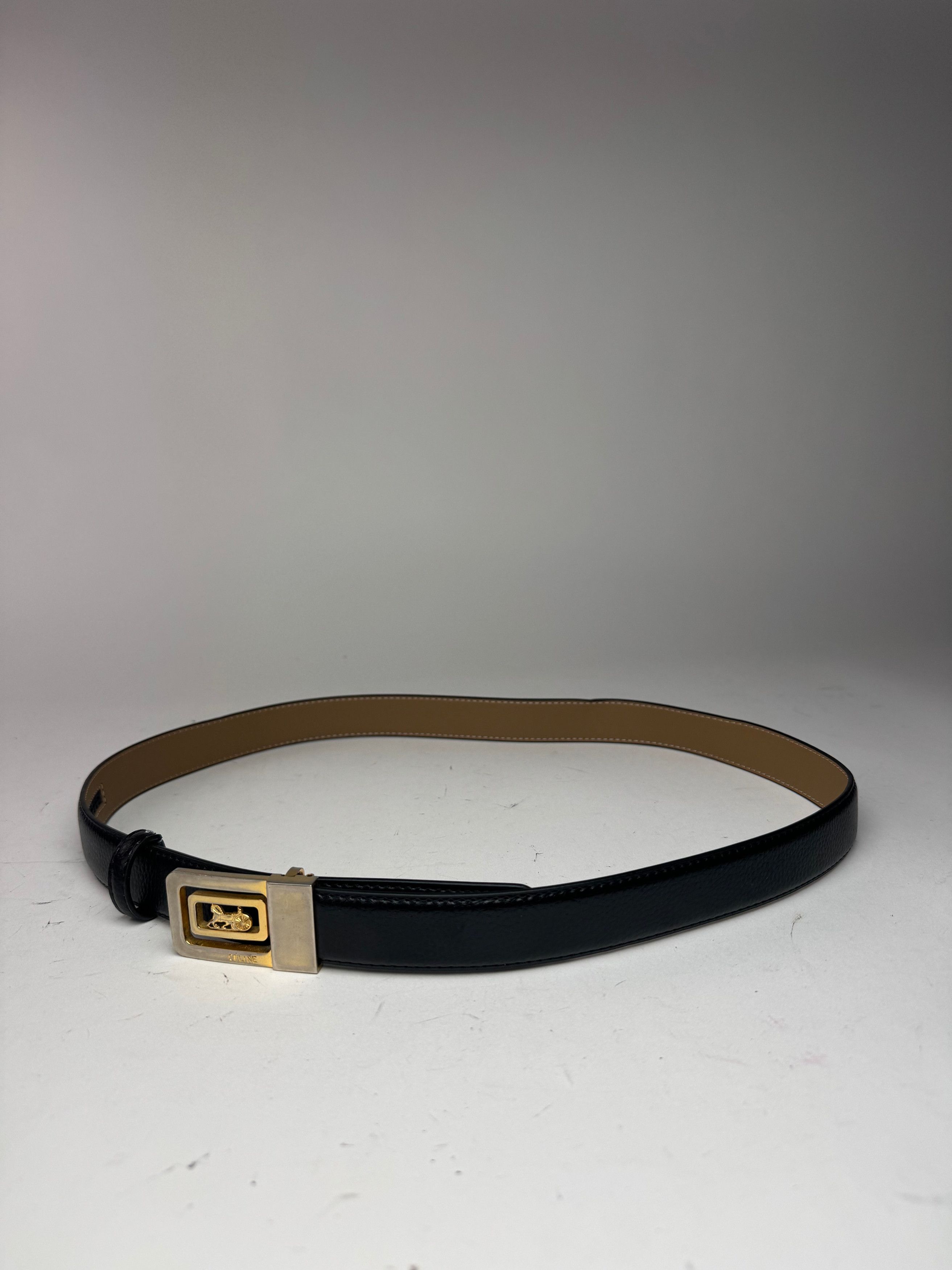 Celine Vintage Paris Leather Belt Black Size ONE SIZE - 1 Thumbnail
