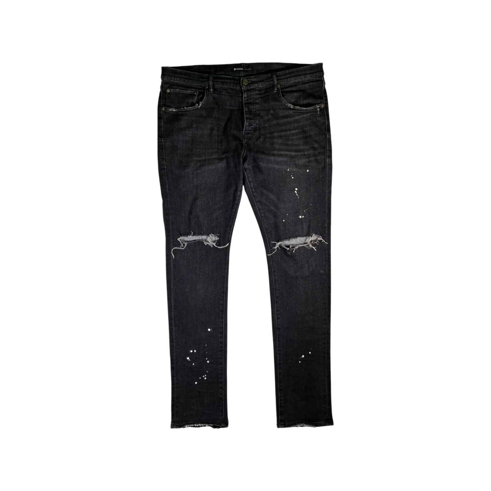Purple Brand PURPLE Brand P001 Black Wash Metallic Silver Size 36