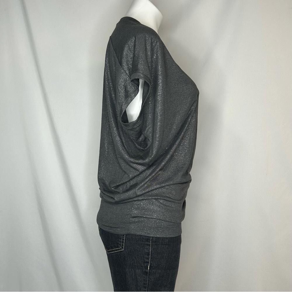Vince Vince Metallic Gunmetal Drape Top with Dolman Sleeves, XS Size XS / US 0-2 / IT 36-38 - 4 Thumbnail