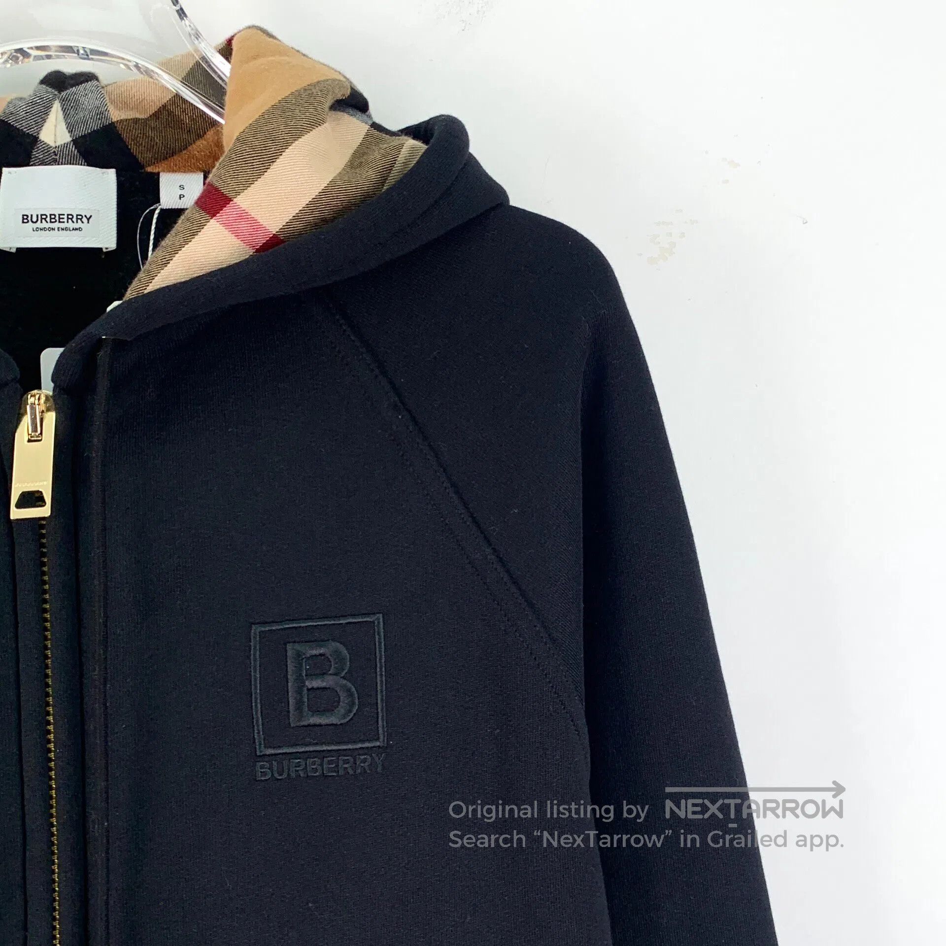 Burberry Burberry Black Logo Embroidered Cotton Hooded Drawstring L Size US S / EU 44-46 / 1 - 3 Thumbnail