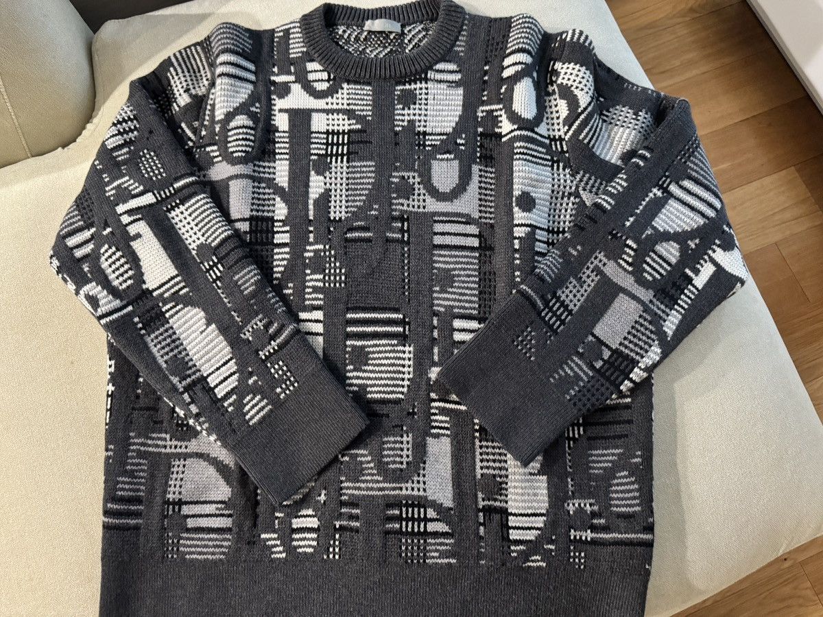 Dior Oblique Black & Grey Virgin wool sweater Size US L / EU 52-54 / 3 - 1 Thumbnail
