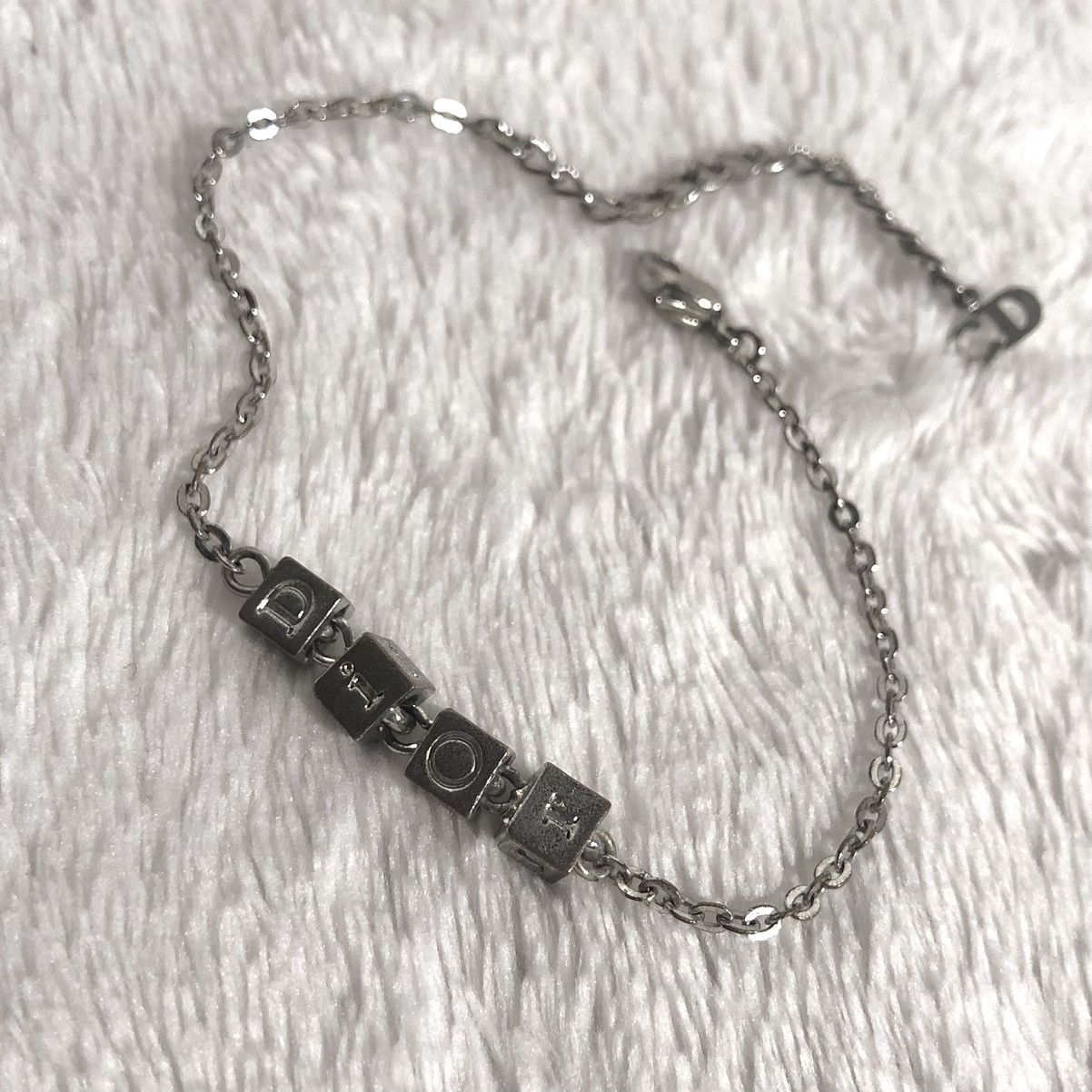 image of Dior Spell Out Dice Bracelet in Silver, Men's