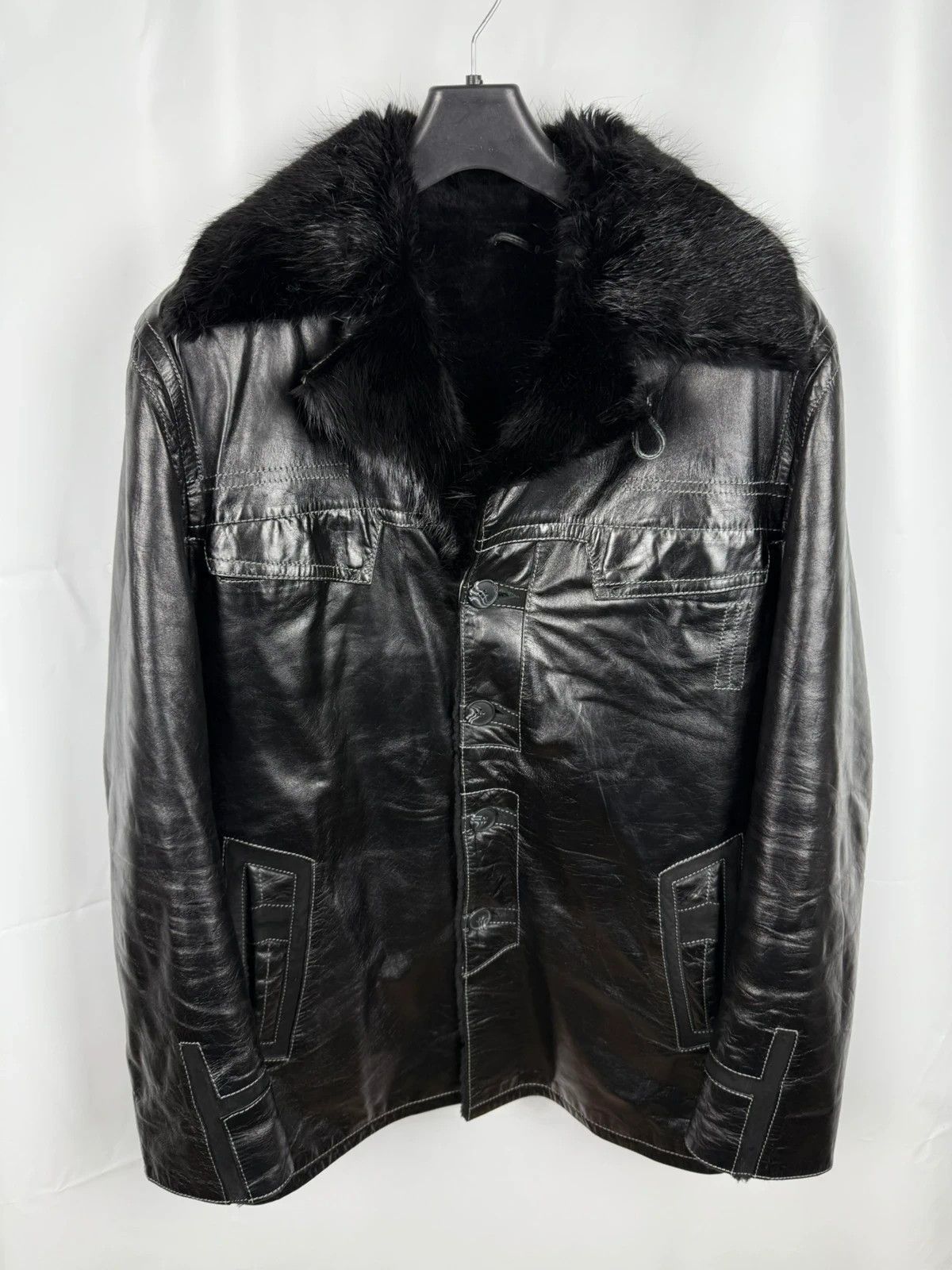 Ambrossio Genuine Leather Men Coat Warm size 50