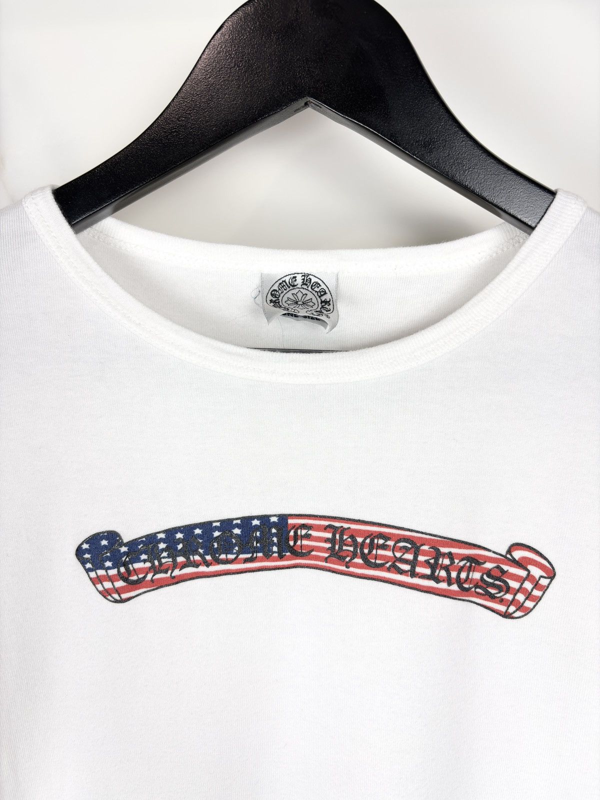 Chrome Hearts Chrome Hearts Vintage USA Flag Scroll Logo Baby Tee Tshirt Size S / US 4 / IT 40 - 3 Thumbnail