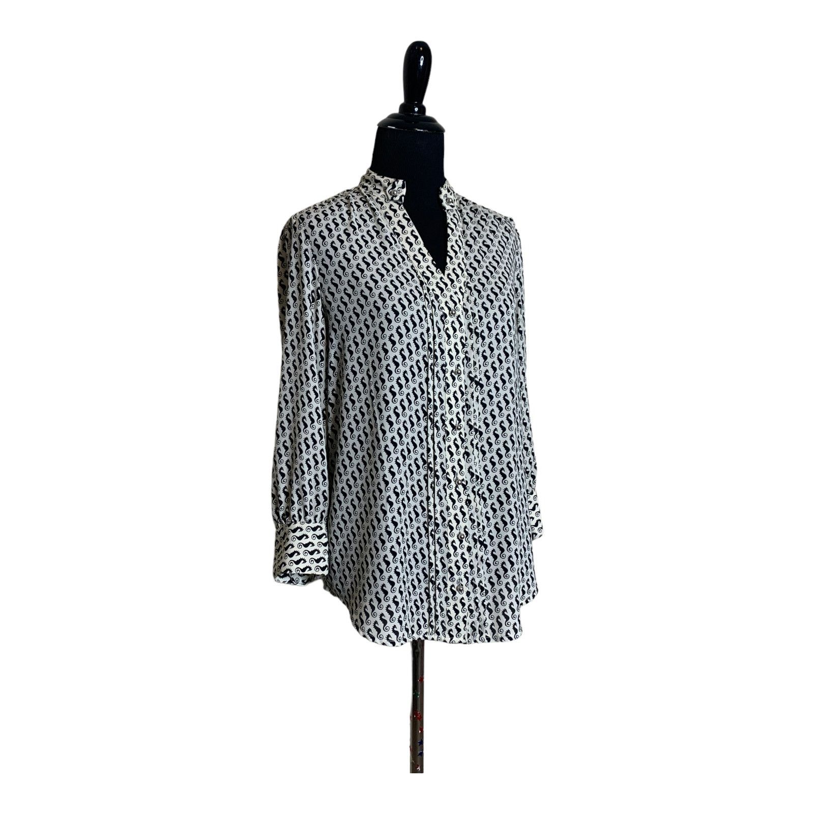 Anthropologie Moulinette Soeurs seahorse print button down blouse size 2 Size XS / US 0-2 / IT 36-38 - 11 Thumbnail