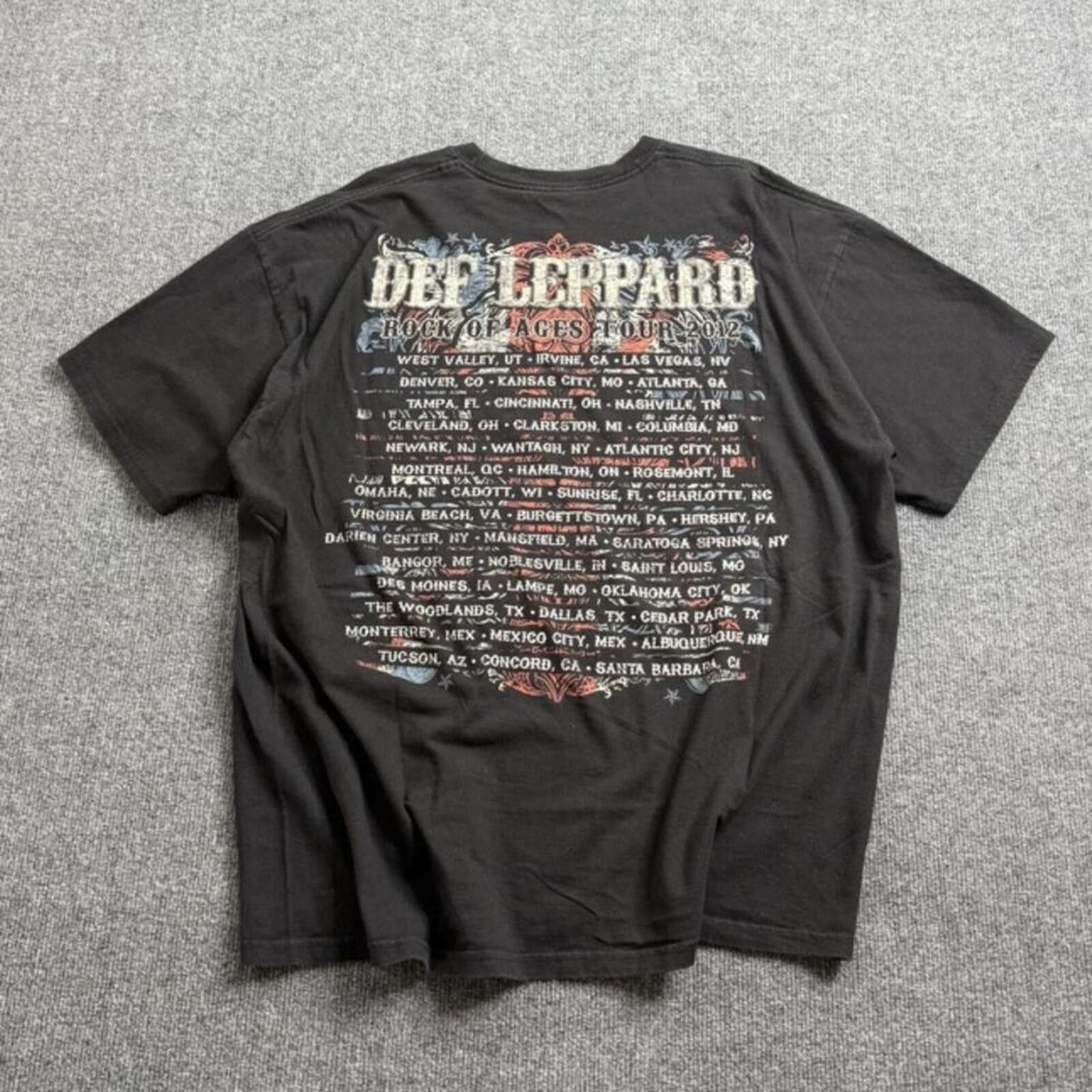 Hanes 2012 Def Leppard Rock of Ages Tour Band Tee Shirt Black 2XL Size US XXL / EU 58 / 5 - 3 Thumbnail