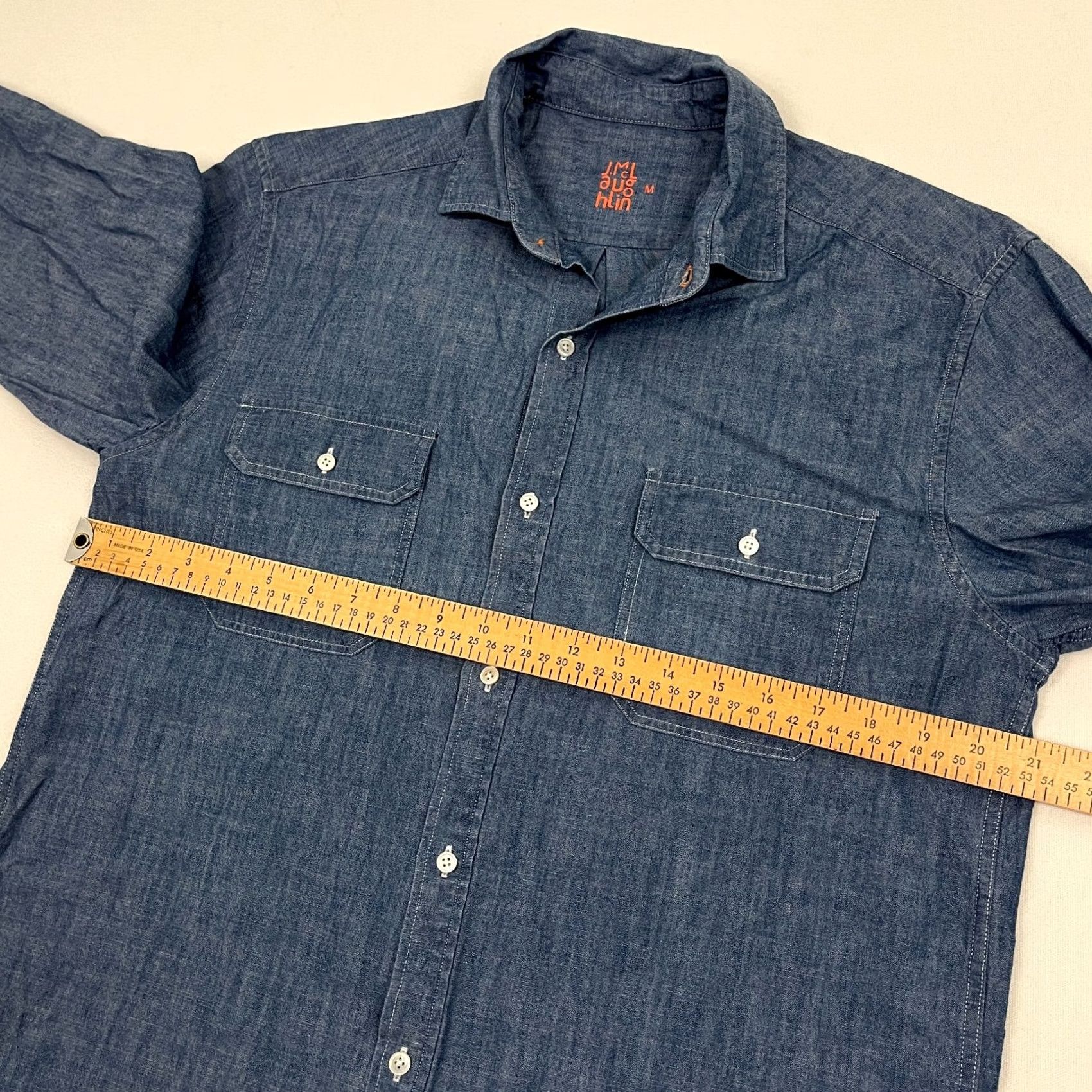 J.McLaughlin J. McLaughlin Shirt Mens M Chambray Blue Button Up Lightweight Denim Style Prep Shirt Size US M / EU 48-50 / 2 - 5 Thumbnail