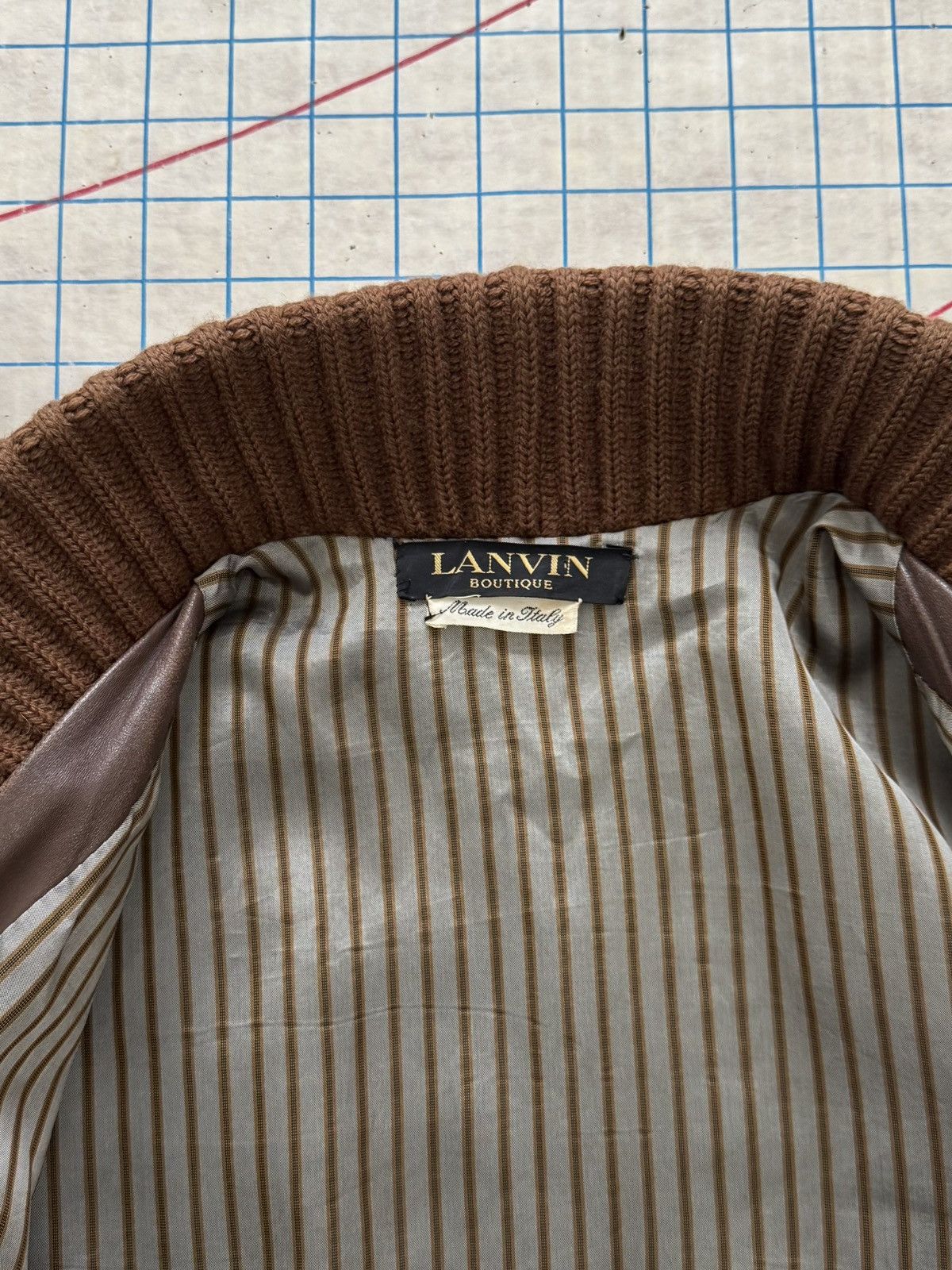 Designer × Lanvin × Vintage Vintage Lanvin Boutique Ovine Leather Shawl Collar Cardigan Size US XL / EU 56 / 4 - 9 Thumbnail