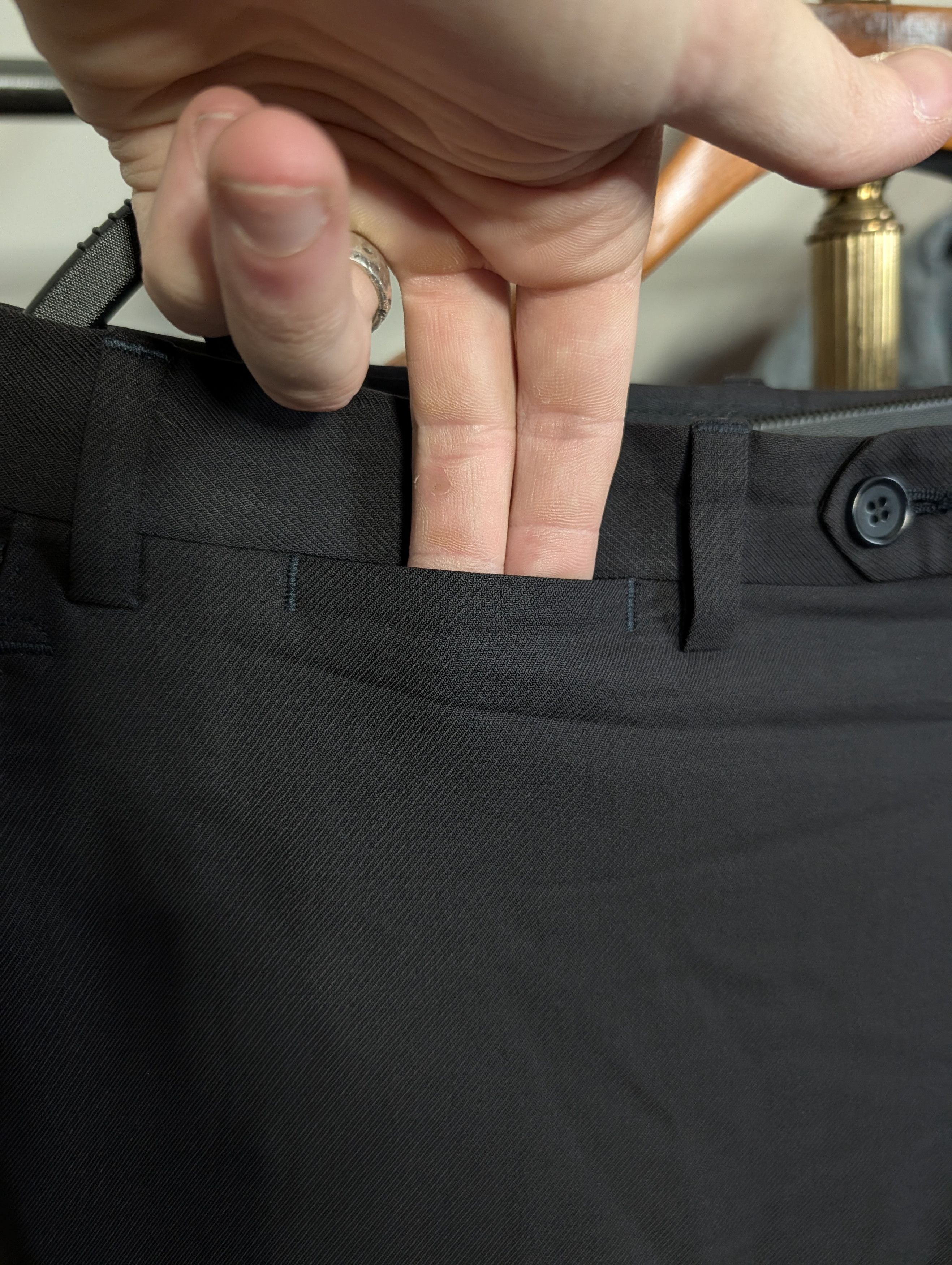 Trussini Black Super 100s Wool Steep Twill Italy Trousers 50 Size US 33 - 3 Thumbnail