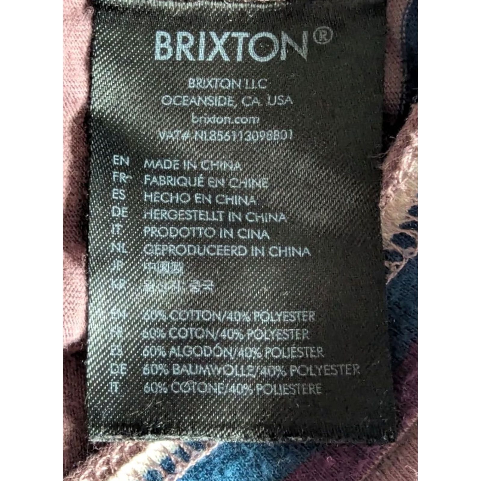Brixton Brixton Striped T-Shirt Mauve Purple Short Sleeve Logo Tee Mens M Size US M / EU 48-50 / 2 - 4 Thumbnail
