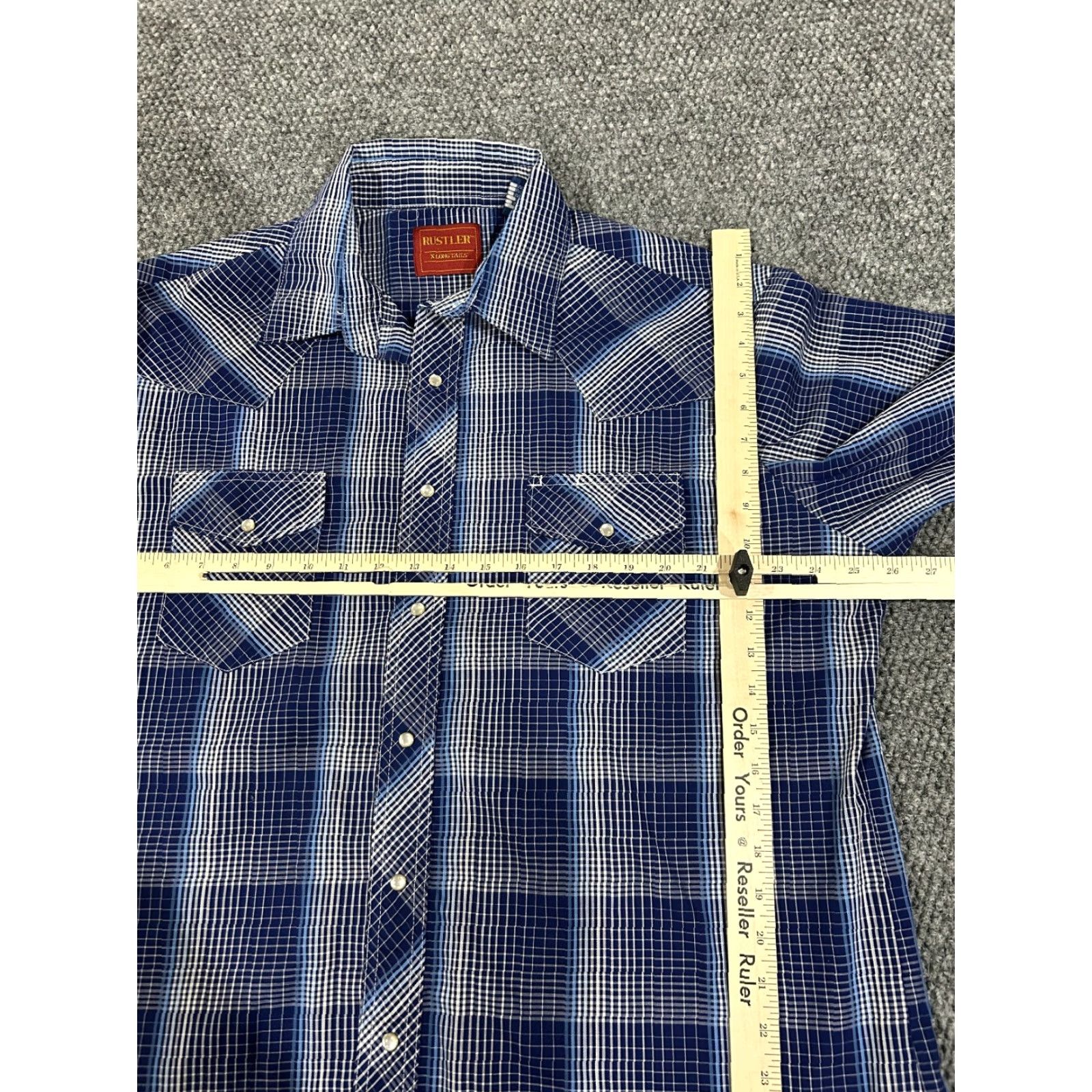 Vintage Rustlers shirt mens XL blue plaid long sleeve snap button casual western cowboy Size US XL / EU 56 / 4 - 4 Thumbnail
