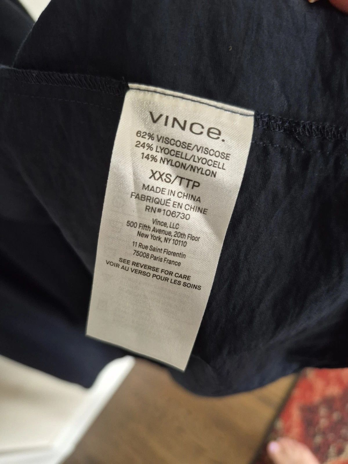 Vince Wrap Dress Navy Blue Slvless Pleated Belted Midi Comfy Gift Size XXS / US 00 / IT 34 - 7 Thumbnail