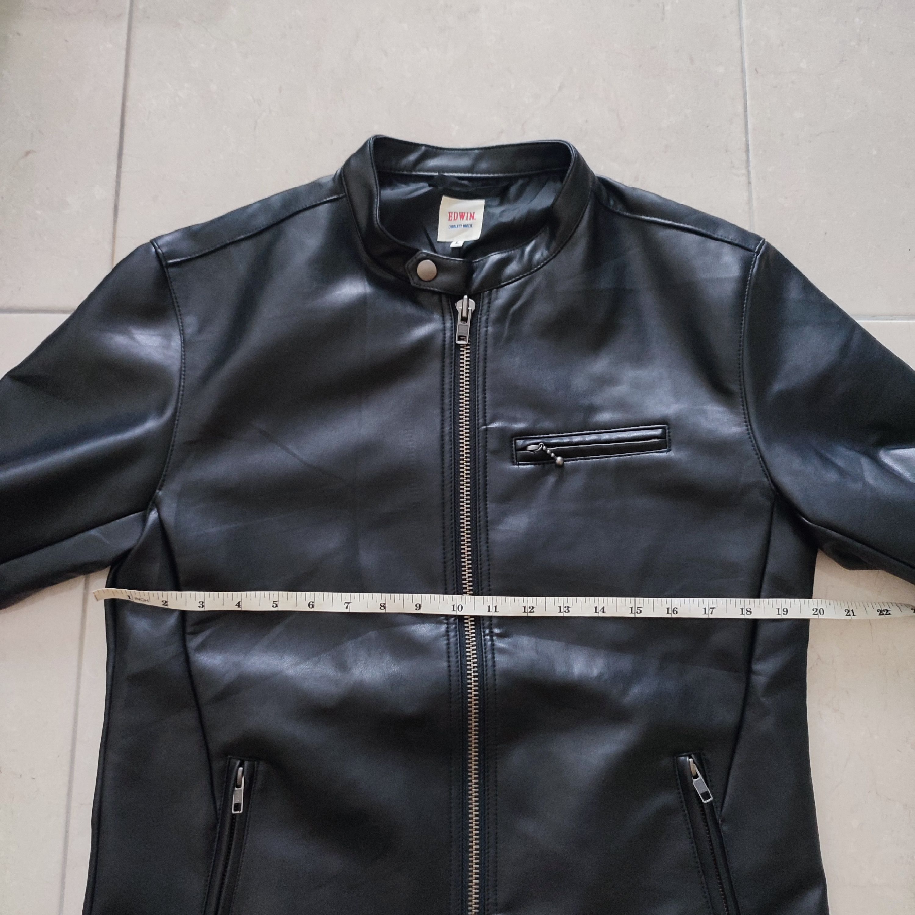 Edwin × Leather 🔥STEALS🔥Rare Edwin Vegan Leather Rider Jacket Size US L / EU 52-54 / 3 - 4 Thumbnail