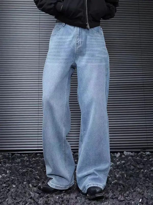 Japanese Brand VIBE Washed blue floor-length baggy straight-leg jeans Size US 30 / EU 46 - 8 Thumbnail