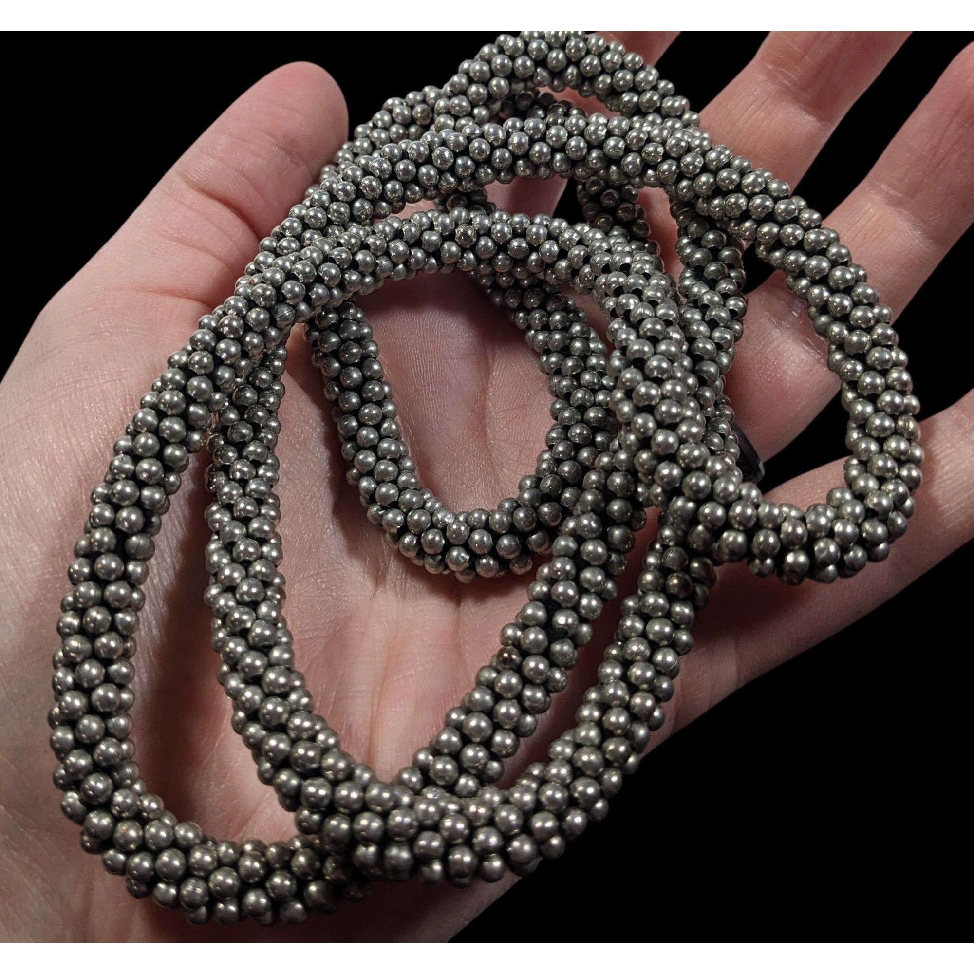 Other Vintage Elegant Silver Tone Beaded Rope Necklace Size ONE SIZE - 3 Thumbnail