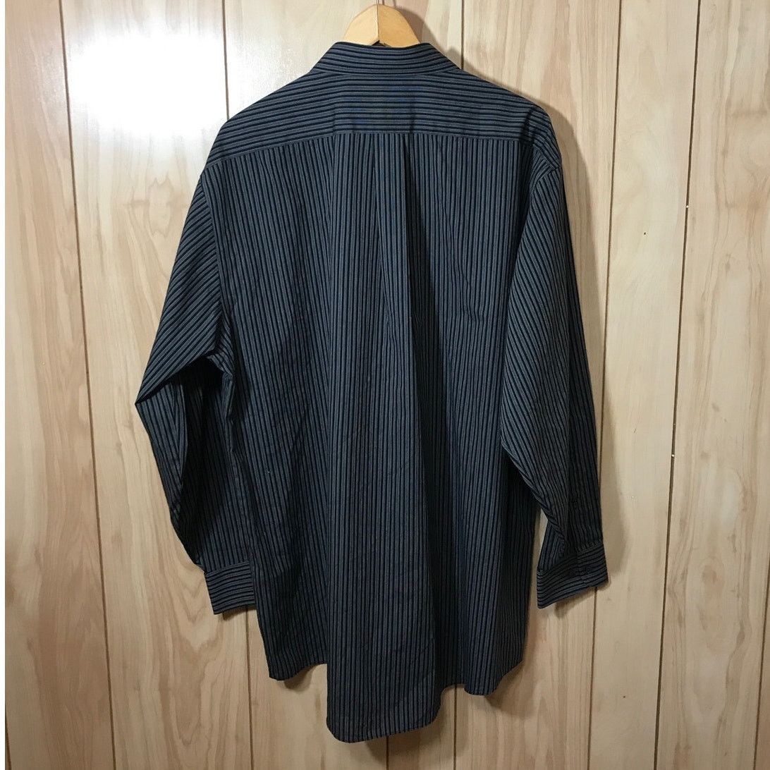 Stafford Stafford Black Striped Collared Long Sleeve Shirt 3XL Size US XXL / EU 58 / 5 - 2 Thumbnail