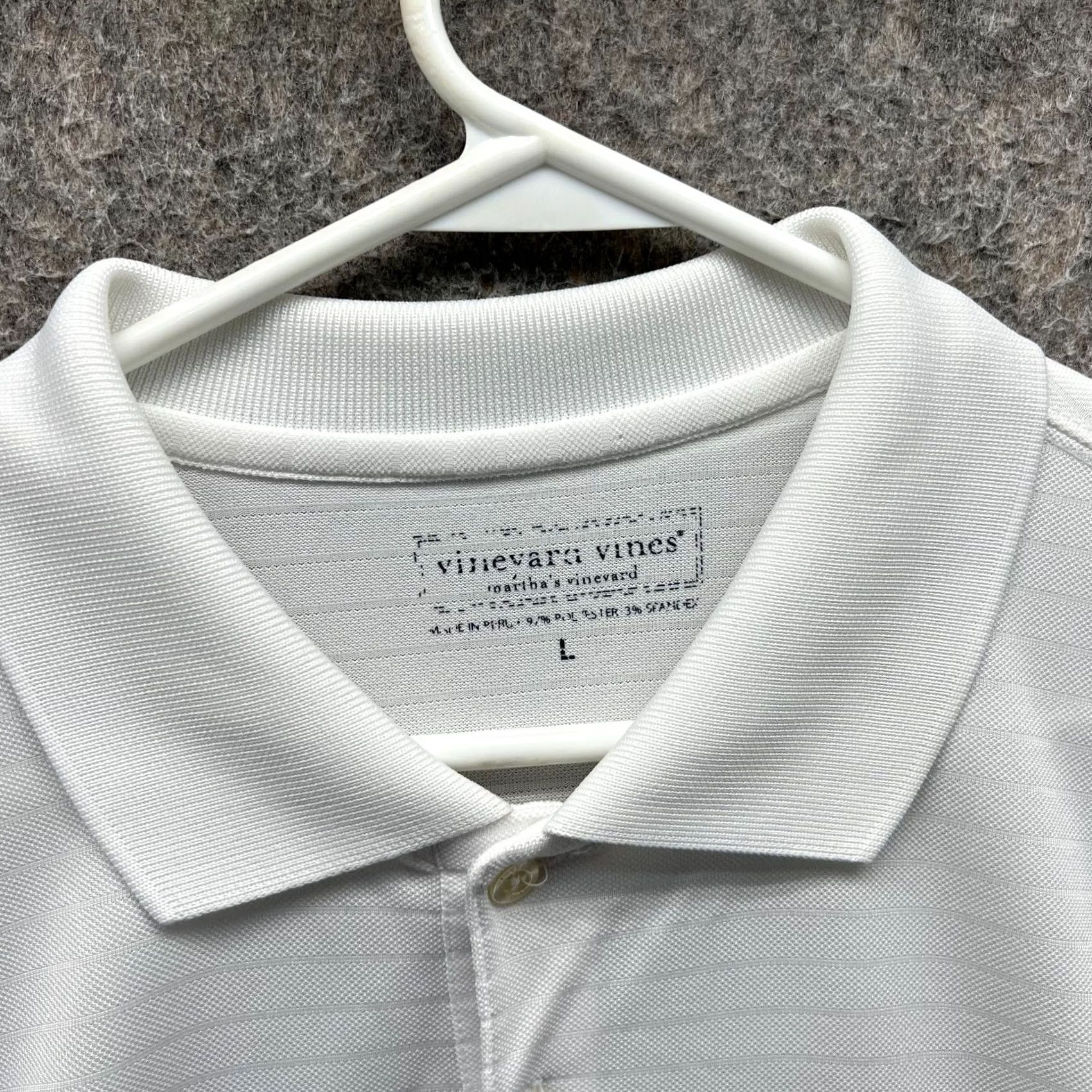 Vineyard Vines Vineyard Vines Polo Shirt Mens Large White Preppy Polyester Golf Casual Striped Size US L / EU 52-54 / 3 - 7 Thumbnail