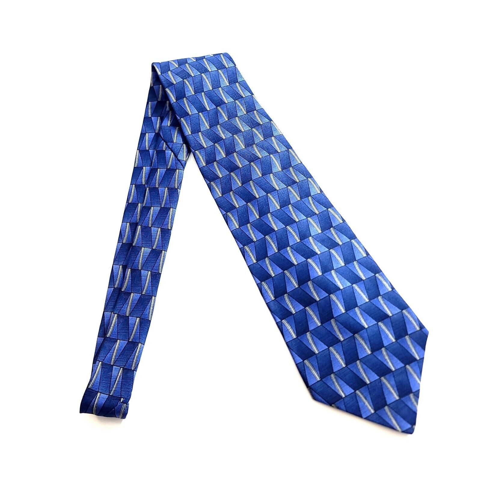 Towncraft Towncraft Blue Geometric Abstract Print Wide Polyester Tie Size ONE SIZE - 7 Thumbnail