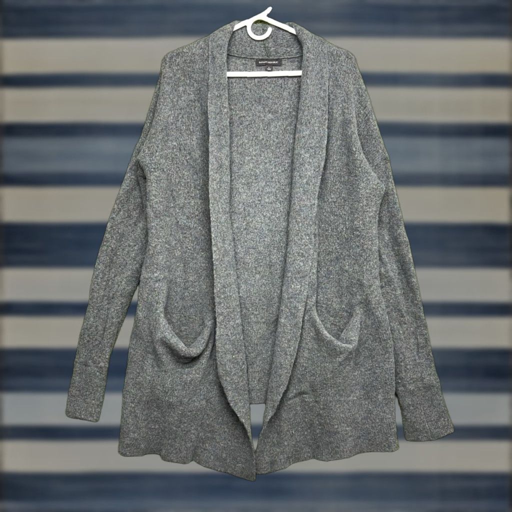 Banana Republic Banana Republic Cardigan Womens Large Grey Merino Wool Knit Open Button Sweater Size L / US 10 / IT 46 - 1 Thumbnail