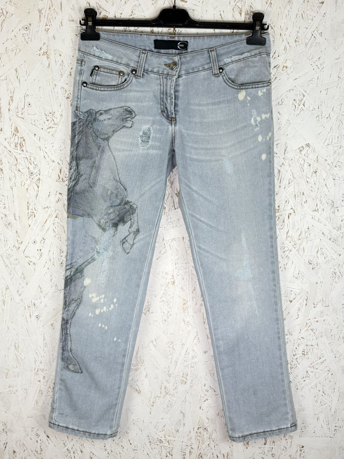 Just Cavalli Vintage Just Cavalli 2001 Horse Tattoo Printed Jeans Size 30 Size 31" - 1 Thumbnail