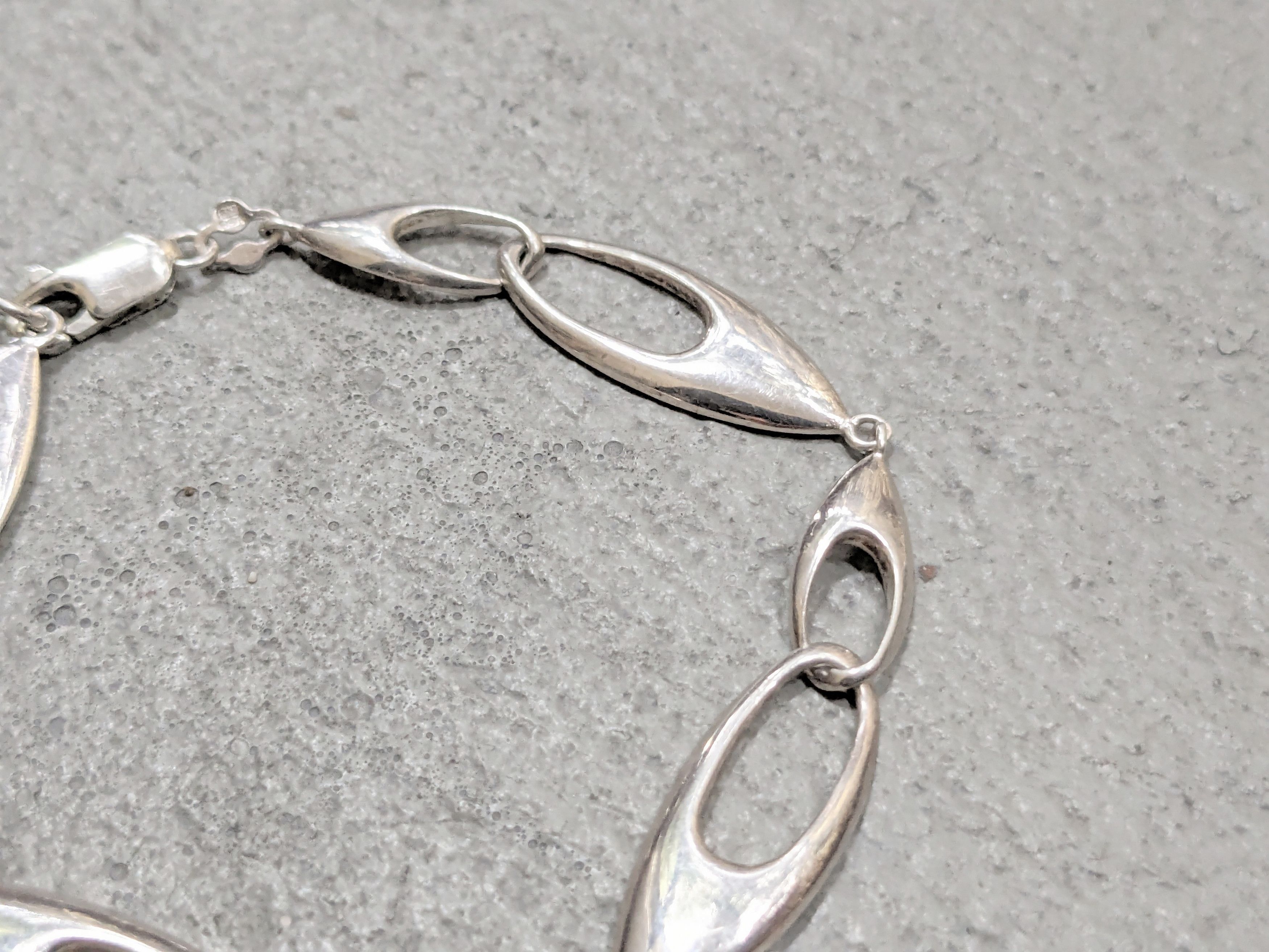 Jewelry Vintage Sterling Silver Bracelet Oval Link Chain 7.5" Modern Size ONE SIZE - 3 Thumbnail