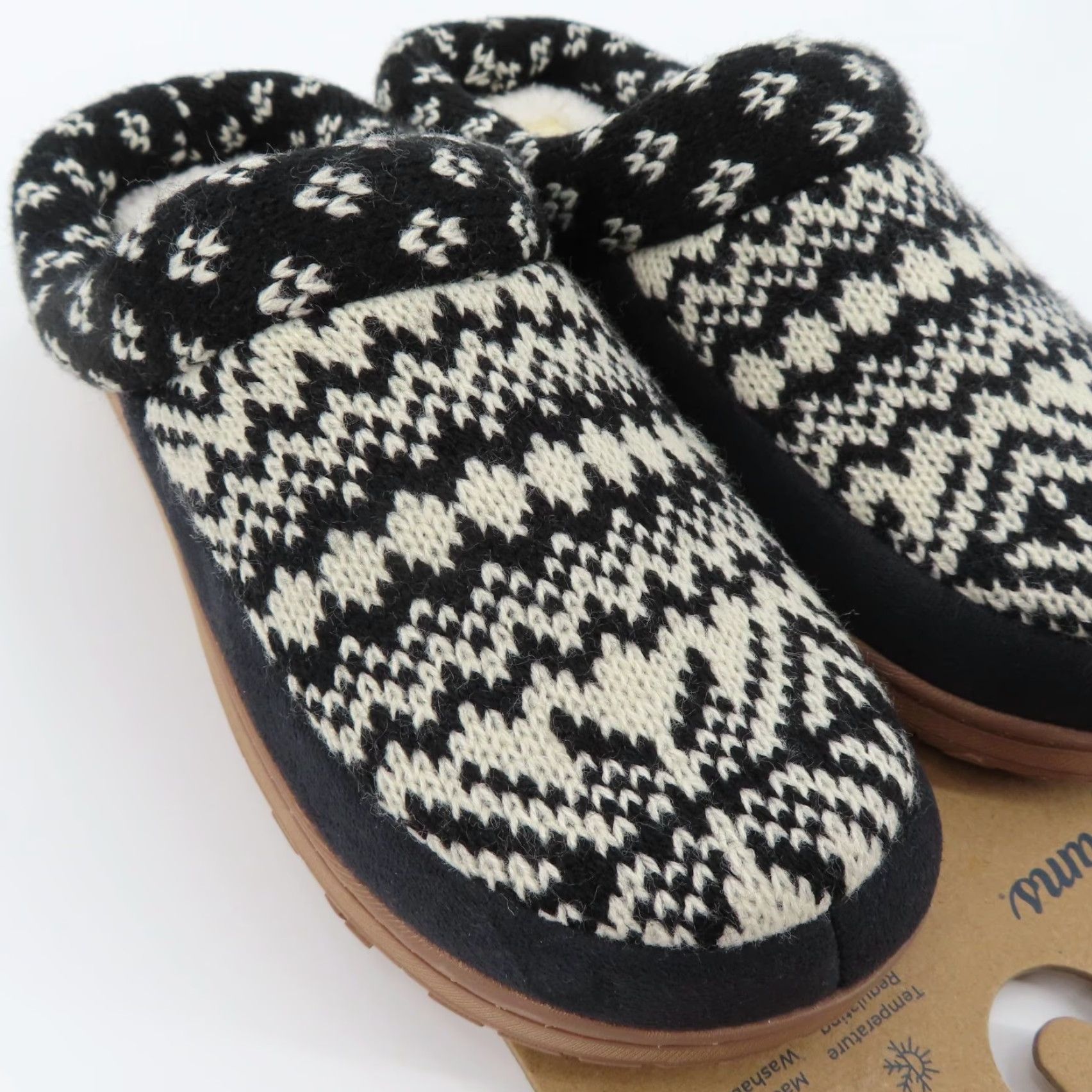 Vintage Dearfoams Women Slipper Knit Memory Foam Slip-On Black 7-8 Medium Indoor Outdoor NEW Size ONE SIZE - 3 Thumbnail
